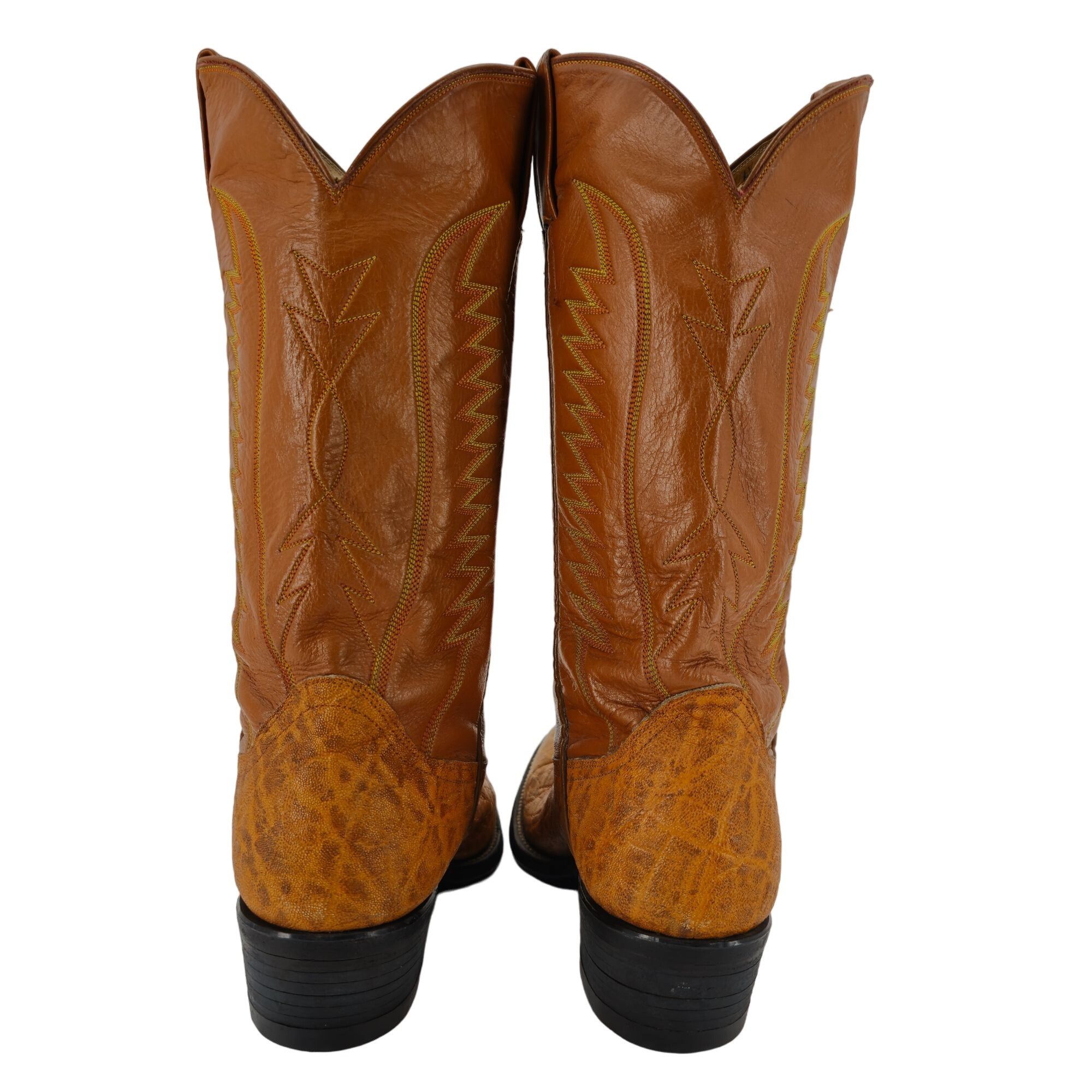 Other Vintage Exotic Hide Mens 6.5D Orange - Brown Leather Boots Size US 6.5 / EU 39-40 - 4 Thumbnail