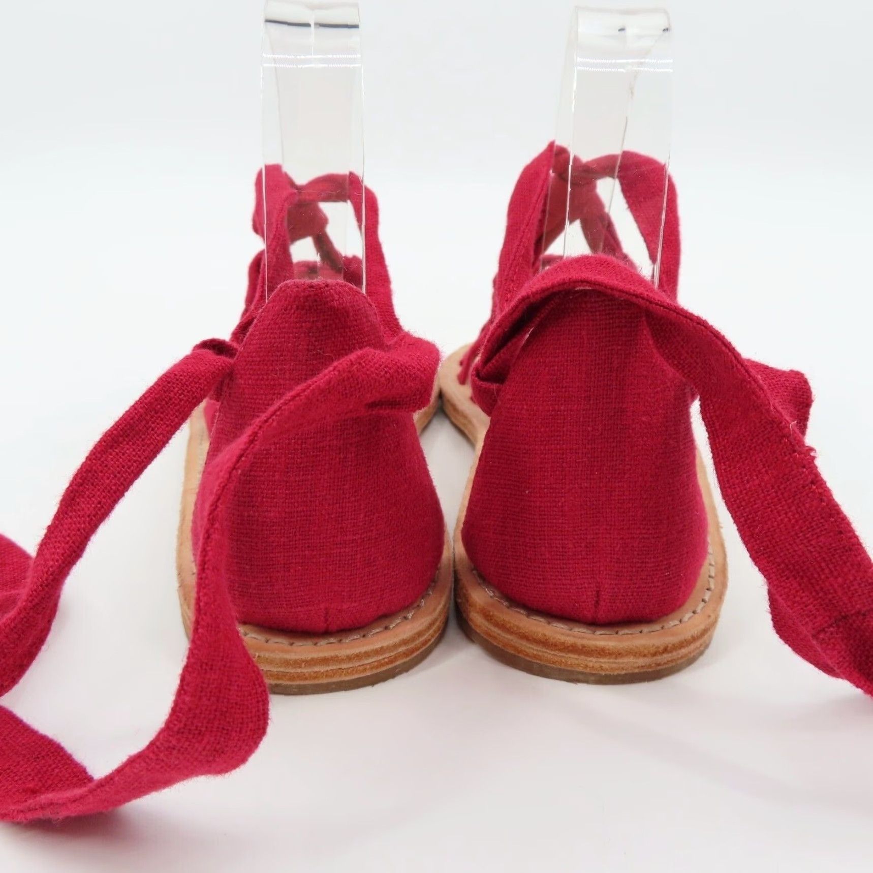 Vintage AD & Daughters Sandal Womens 8 Gladiator Open Toe Lace Up Flat Red Bristela Shoes Size US 8 / IT 38 - 6 Thumbnail