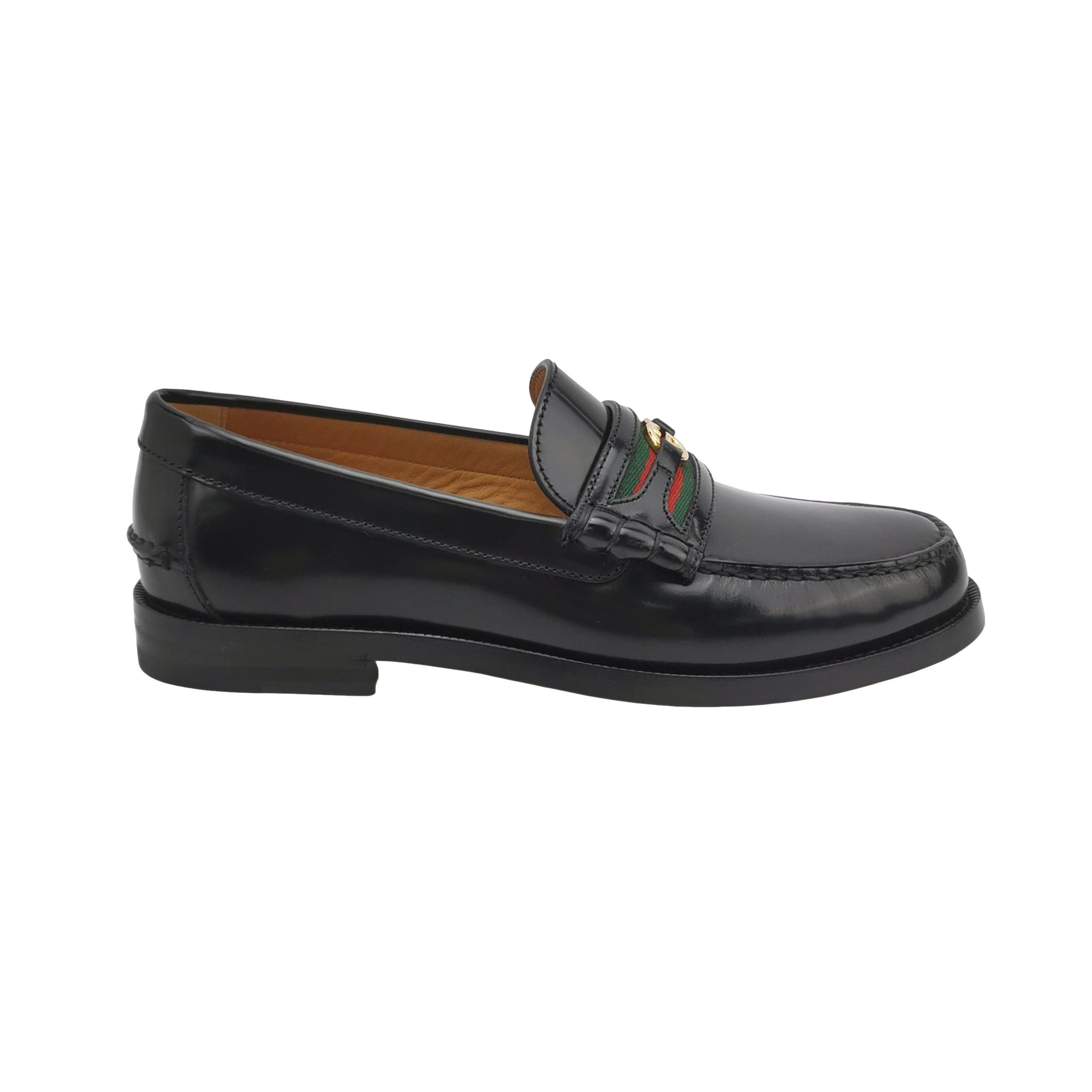 Gucci Gucci Web Interlocking G Leather Loafers Size 5 Size US 6 / EU 39 - 1 Thumbnail