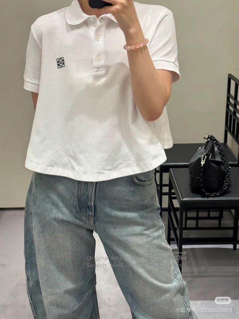 Loewe Loewe White Collar Embroidered Logo Loose Short Sleeve T-S Size M / US 6-8 / IT 42-44 - 3 Thumbnail
