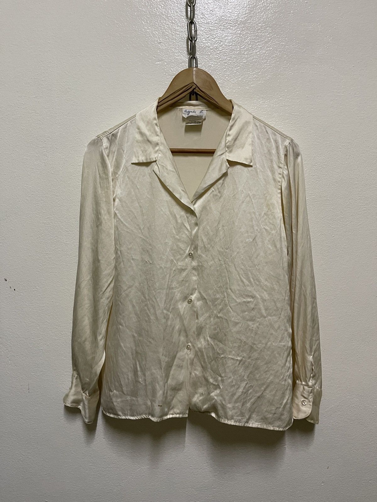 Japanese Brand × agnes b. Agnes b. Silk Button Shirt Long Sleeve Size M / US 6-8 / IT 42-44 - 1 Thumbnail