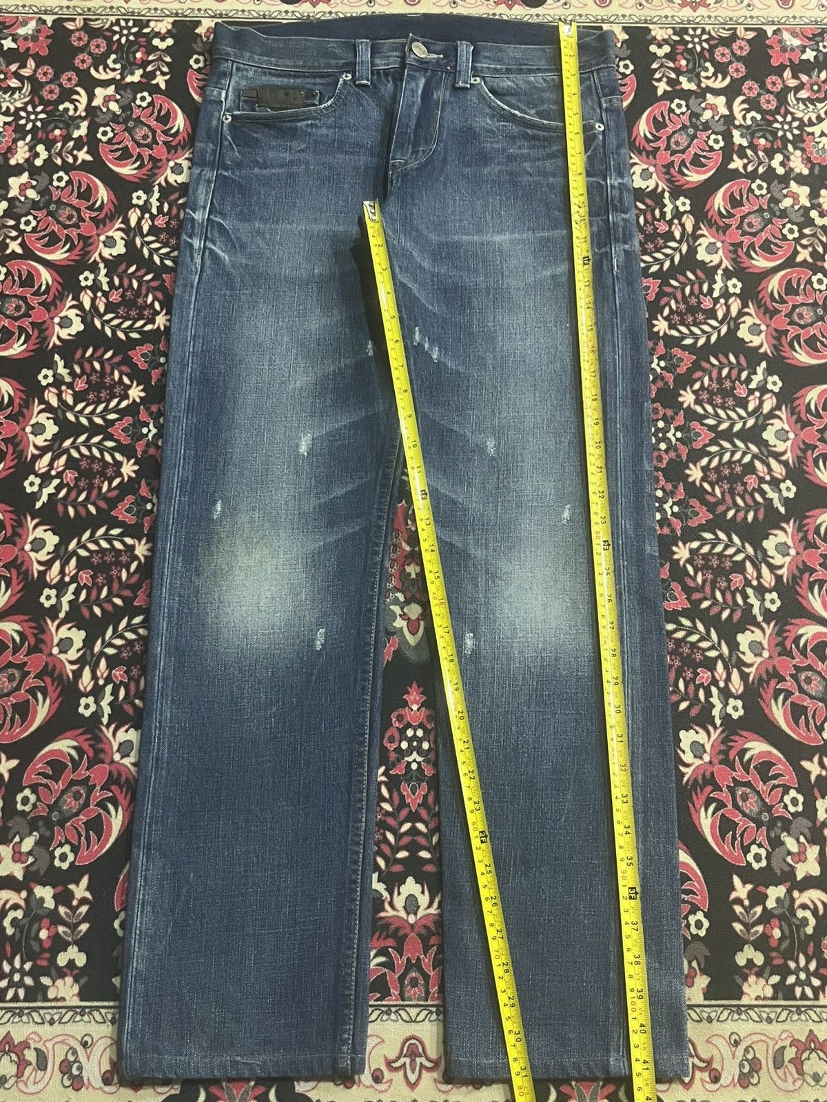Armani Exchange Vintage Armani Exchange Blue Washed Fringe Straight Leg Jean Size US 31 - 6 Thumbnail