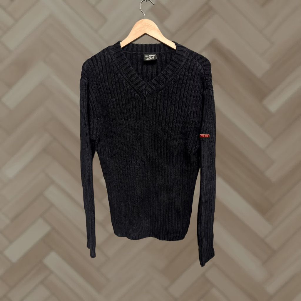 Polo Ralph Lauren Polo Ralph Lauren Mens Sweater Slim Knit V-Neck Blue Large Rib Cotton Pullover Knit Shirt Size US L / EU 52-54 / 3 - 1 Thumbnail