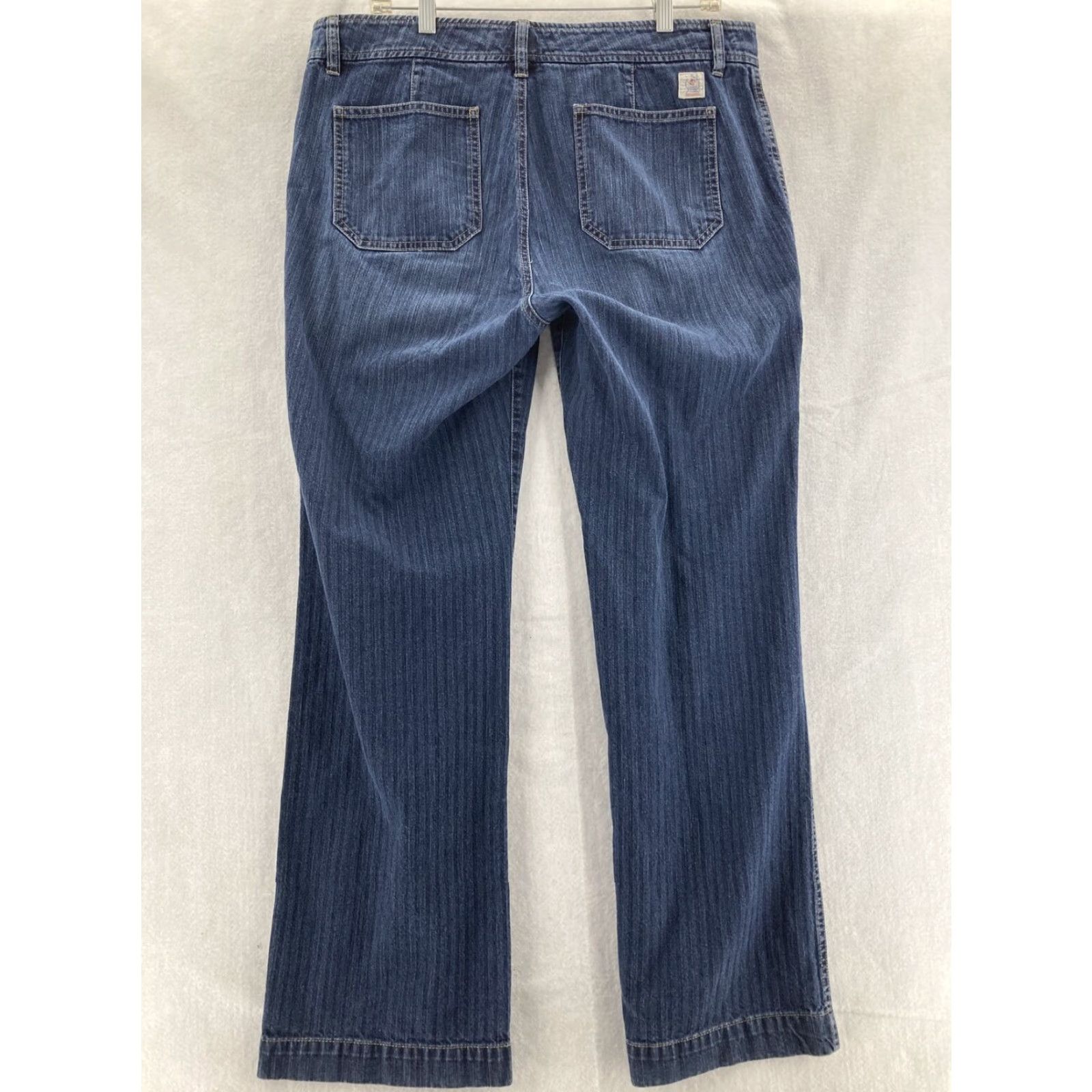 CO VINTAGE Lauren Jeans Co Jeans 12 Bootcut Pinstriped Denim Blue 90s Womens Size 34" / US 12 / IT 48 - 2 Thumbnail