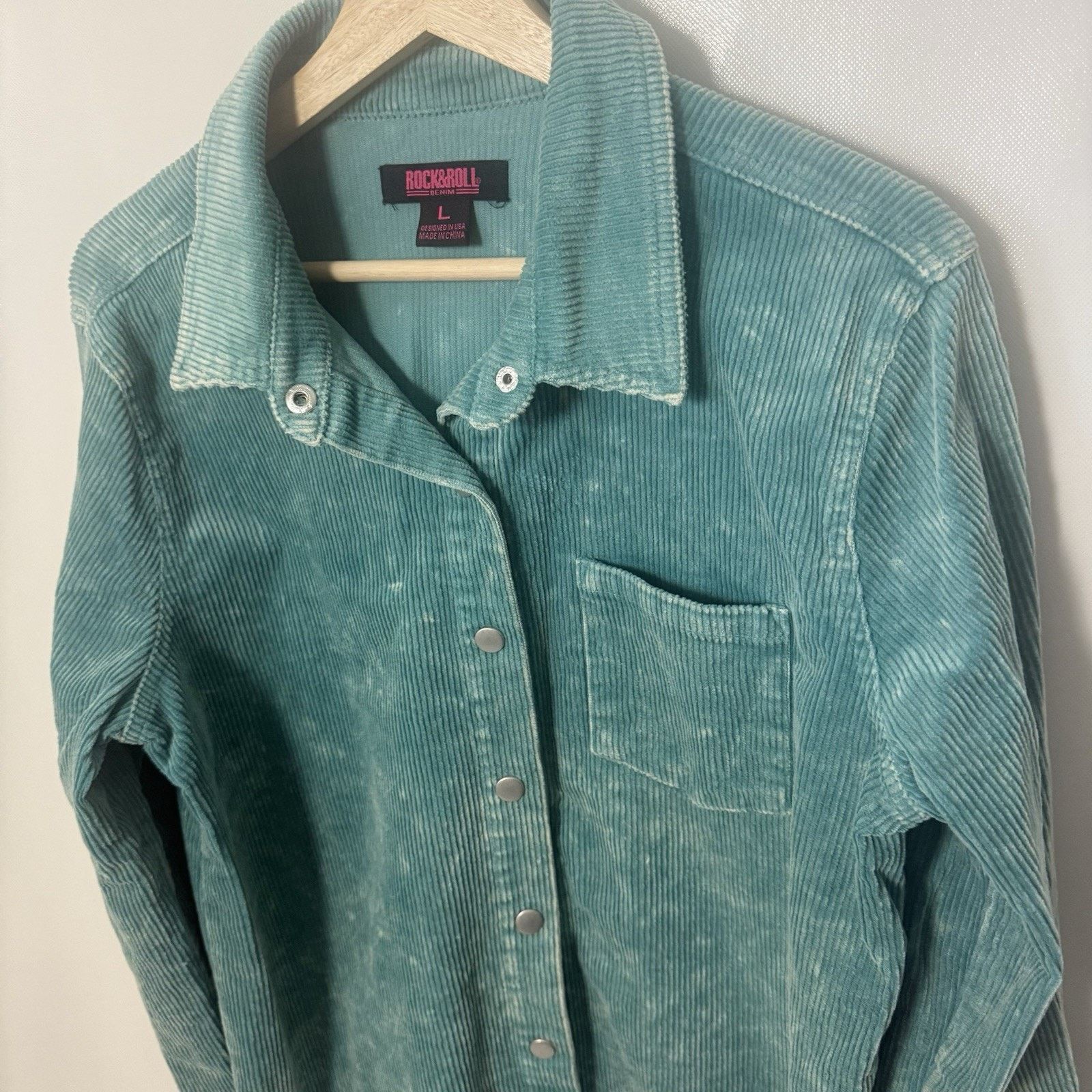 Other Rock & Roll Denim Corduroy Shacket Acid Wash Snap Western Size L / US 10 / IT 46 - 6 Thumbnail