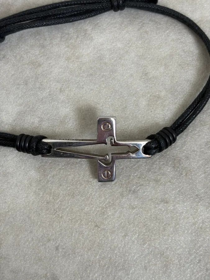 Vintage Cesare Paciotti Black Leather Cord Cross Bracelet Size ONE SIZE - 6 Thumbnail