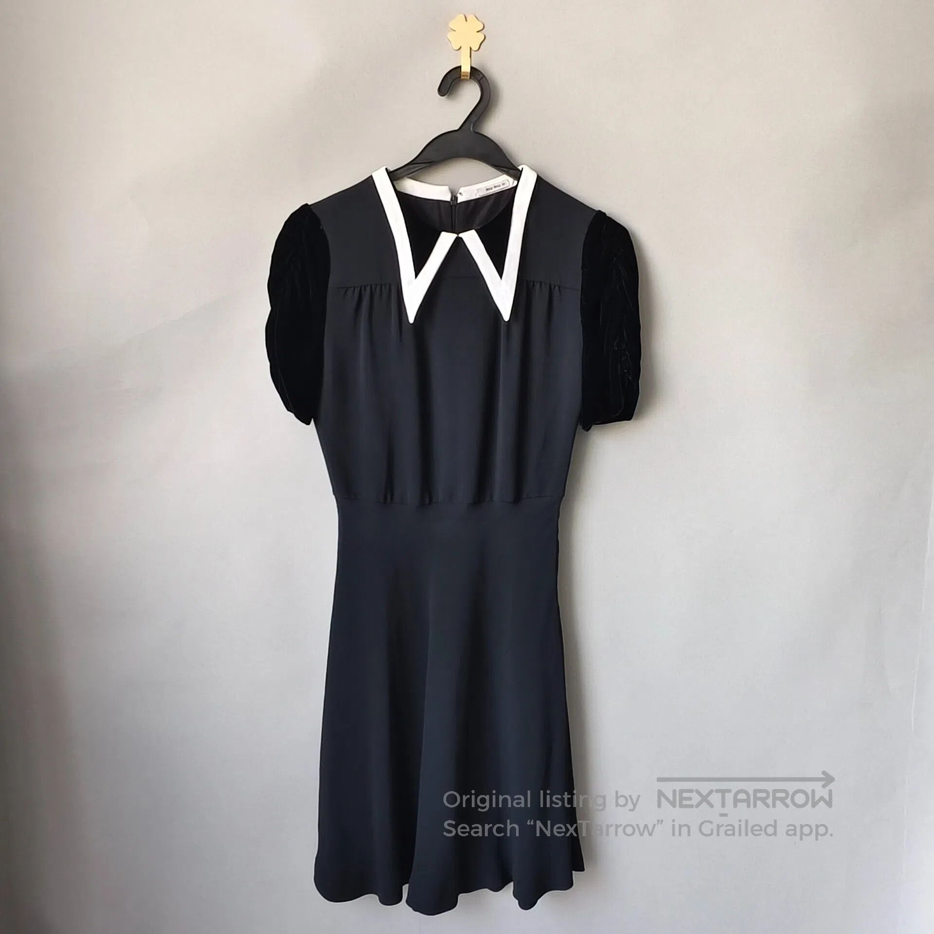 Miu Miu Miu Miu Chiffon and Velvet Patchwork Puff Sleeve Dress| Size XS / US 0-2 / IT 36-38 - 1 Thumbnail