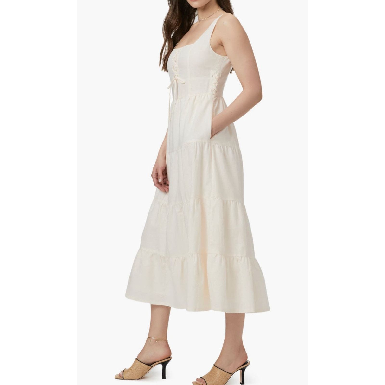 Paige Nwt Paige Ophella Cotton Linen Dress marble white sz 4 Size S / US 4 / IT 40 - 3 Thumbnail