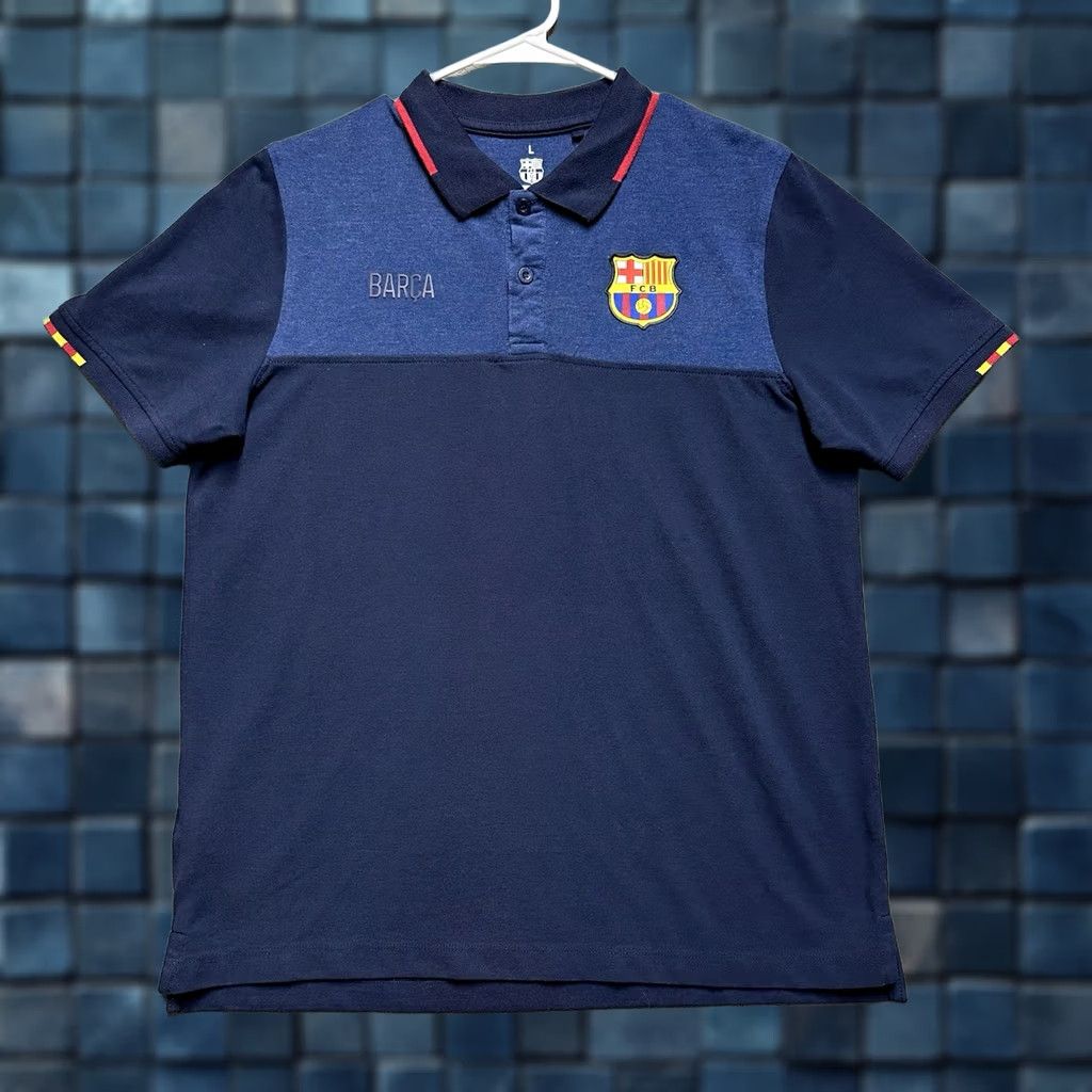 Vintage FC Barcelona Shirt Mens Large Blue Short Sleeve Polo Barca FCB Futbol Soccer EUC Size US L / EU 52-54 / 3 - 1 Thumbnail
