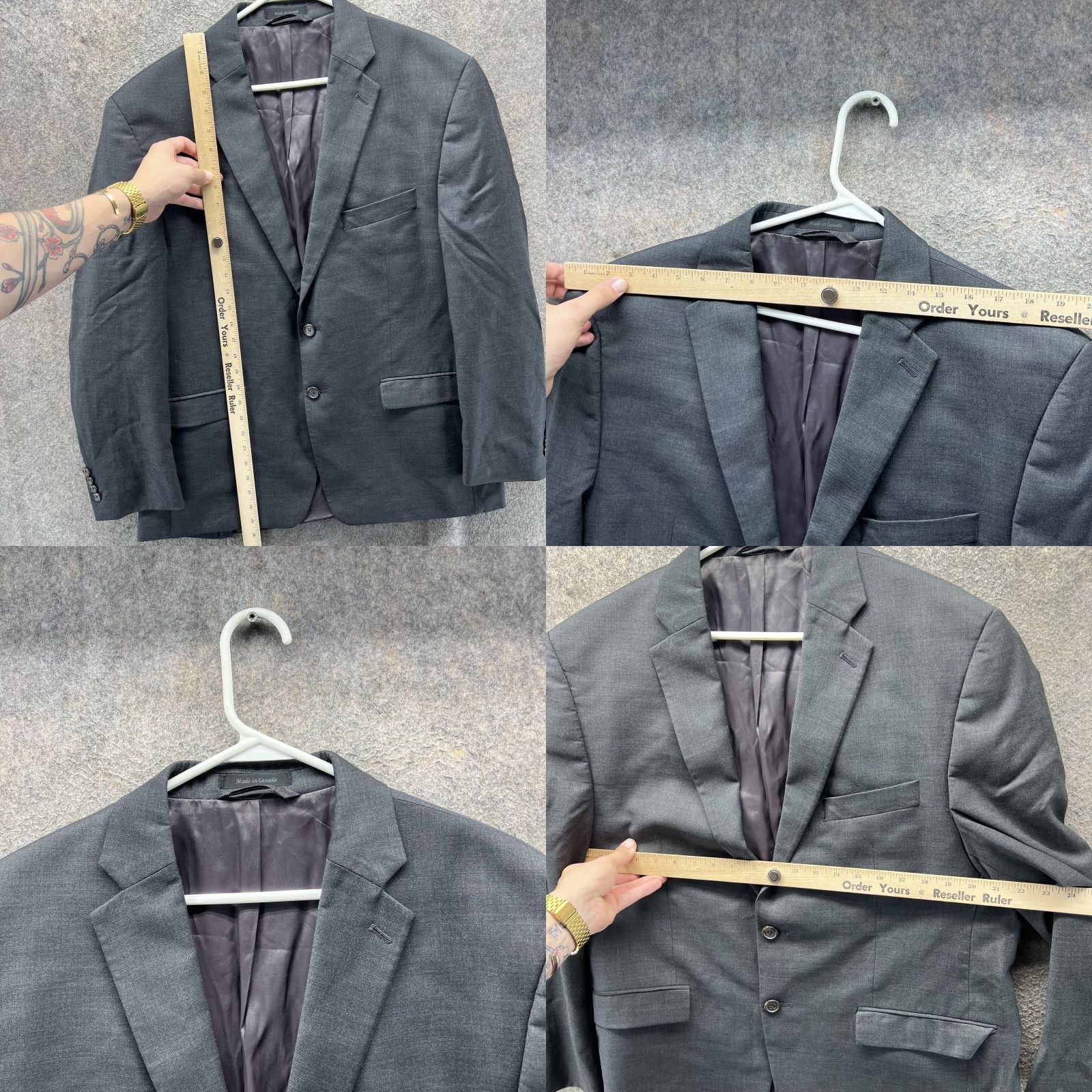 Ralph Lauren Lauren Ralph Lauren Blazer Mens 44S Gray Wool Made In Canada Suit Jacket Size 44R - 8 Thumbnail