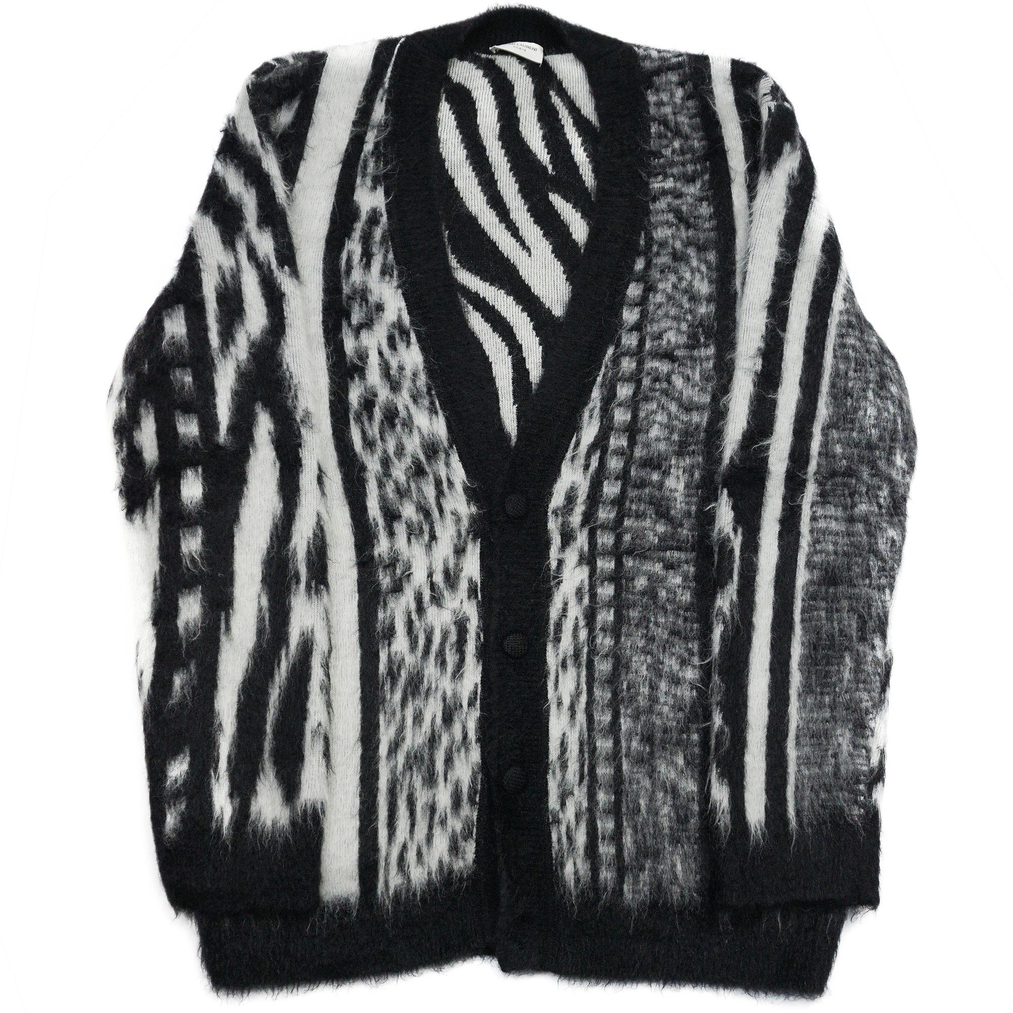 Saint Laurent Paris Saint Laurent Paris Zebra Mohair Cardigan Size US L / EU 52-54 / 3 - 1 Thumbnail