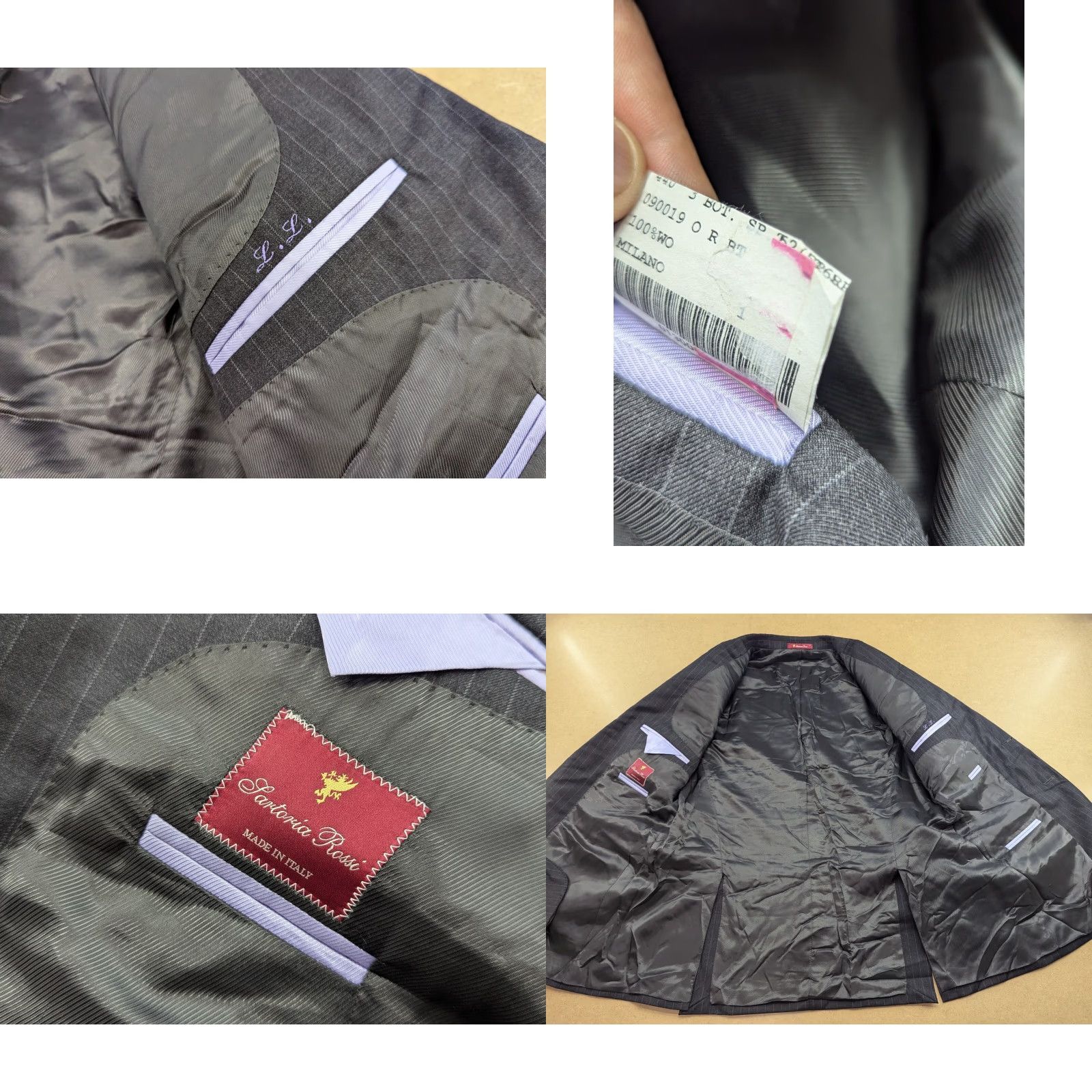 Loro Piana Santoria Rossi X Loro Piana Mens Blazer Jacket Sz 52 Wool Gray Striped Suit Blazer Mens Regular Wool Athletic, Gray, 52, Blazer, Formal, Coat, Wool Size 52R - 9 Thumbnail