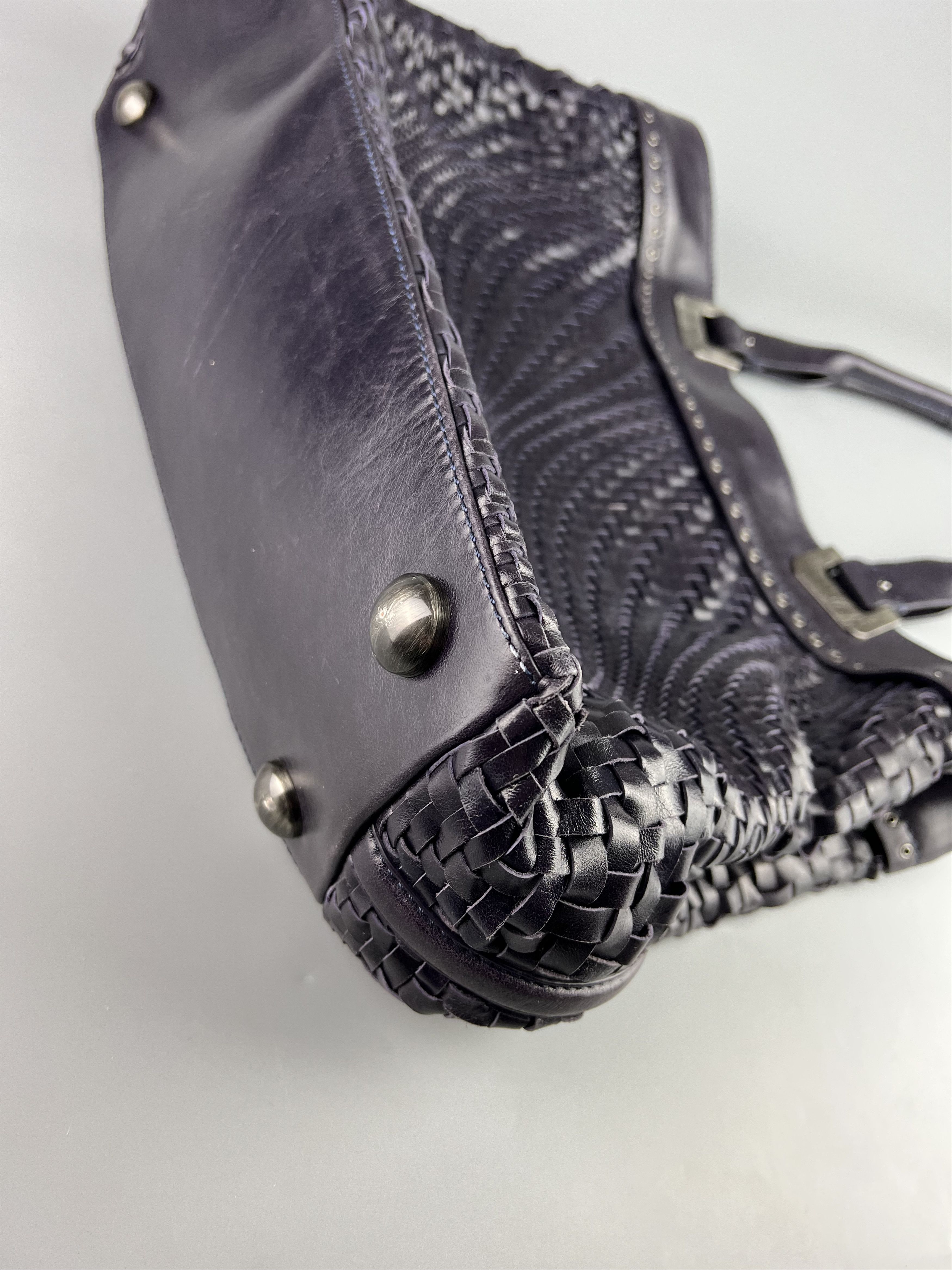 Leather Francesco Biasia Woven Leather Shoulder Bag Handbags Purple Size ONE SIZE - 11 Thumbnail