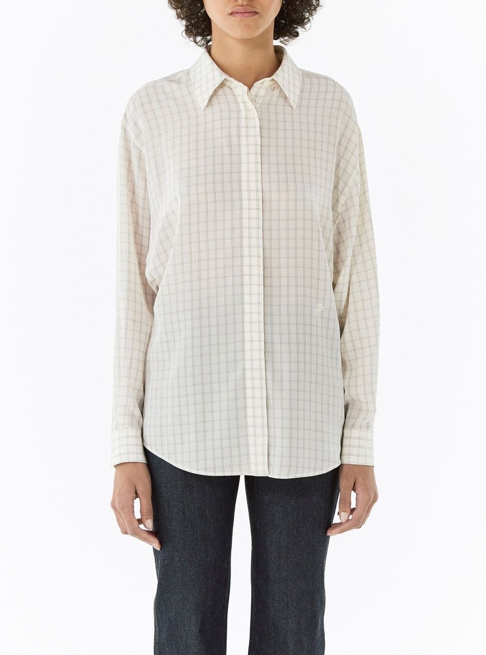 Loro Piana o1srvl11e0824 Elisabette Pencil Fancy Silk Shirt in White Size M / US 6-8 / IT 42-44 - 8 Thumbnail