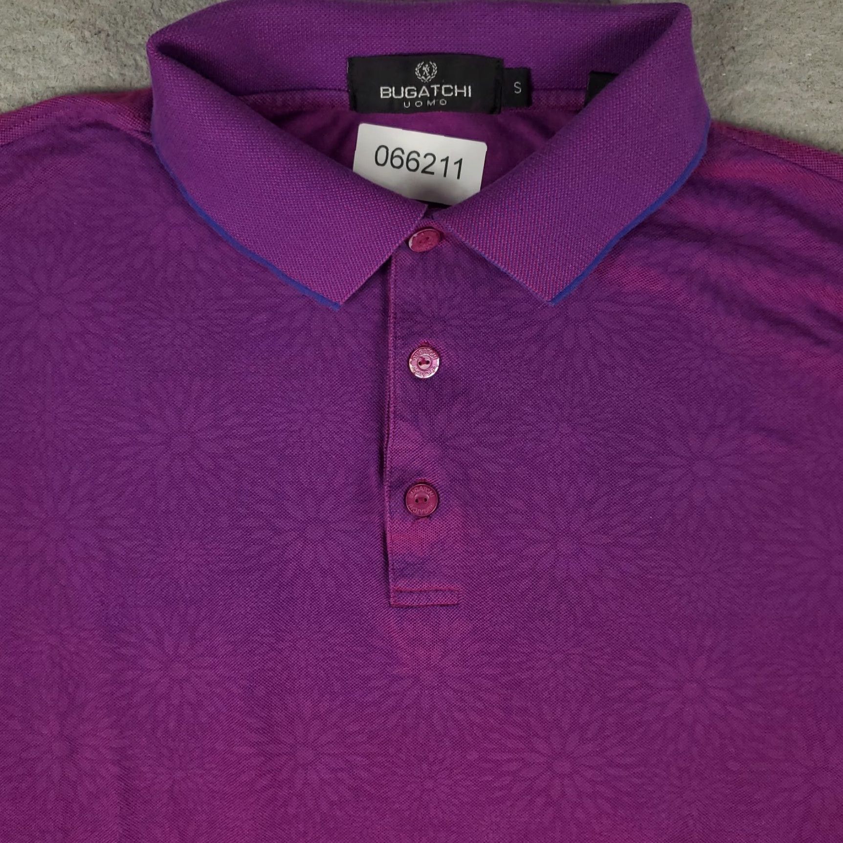 BUGATCHI BUGATCHI Polo Shirt Mens Size S Purple Cotton Solid Button Logo Size US S / EU 44-46 / 1 - 2 Thumbnail
