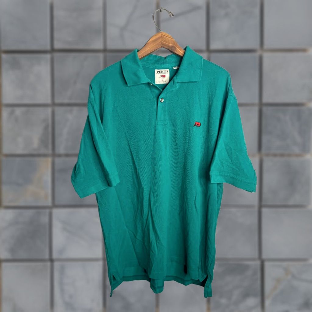 Vintage Perlis Polo Shirt Mens L Green Short Sleeve Collared 6200 Golf Sports Polo Shirt Mens L Green Size US L / EU 52-54 / 3 - 1 Thumbnail