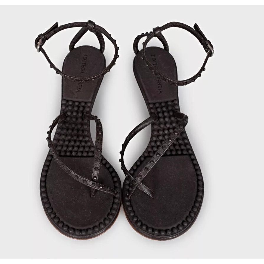 Bottega Veneta Bottega Veneta Brown Leather Kitten Heel Sandals 37.5 Size US 7.5 / IT 37.5 - 2 Thumbnail