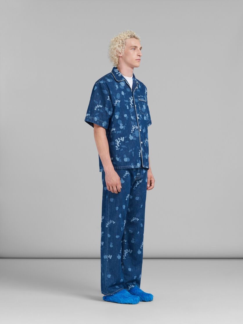 Marni o1w1db10125 Dripping Print in Blue Size US 34 / EU 50 - 4 Thumbnail