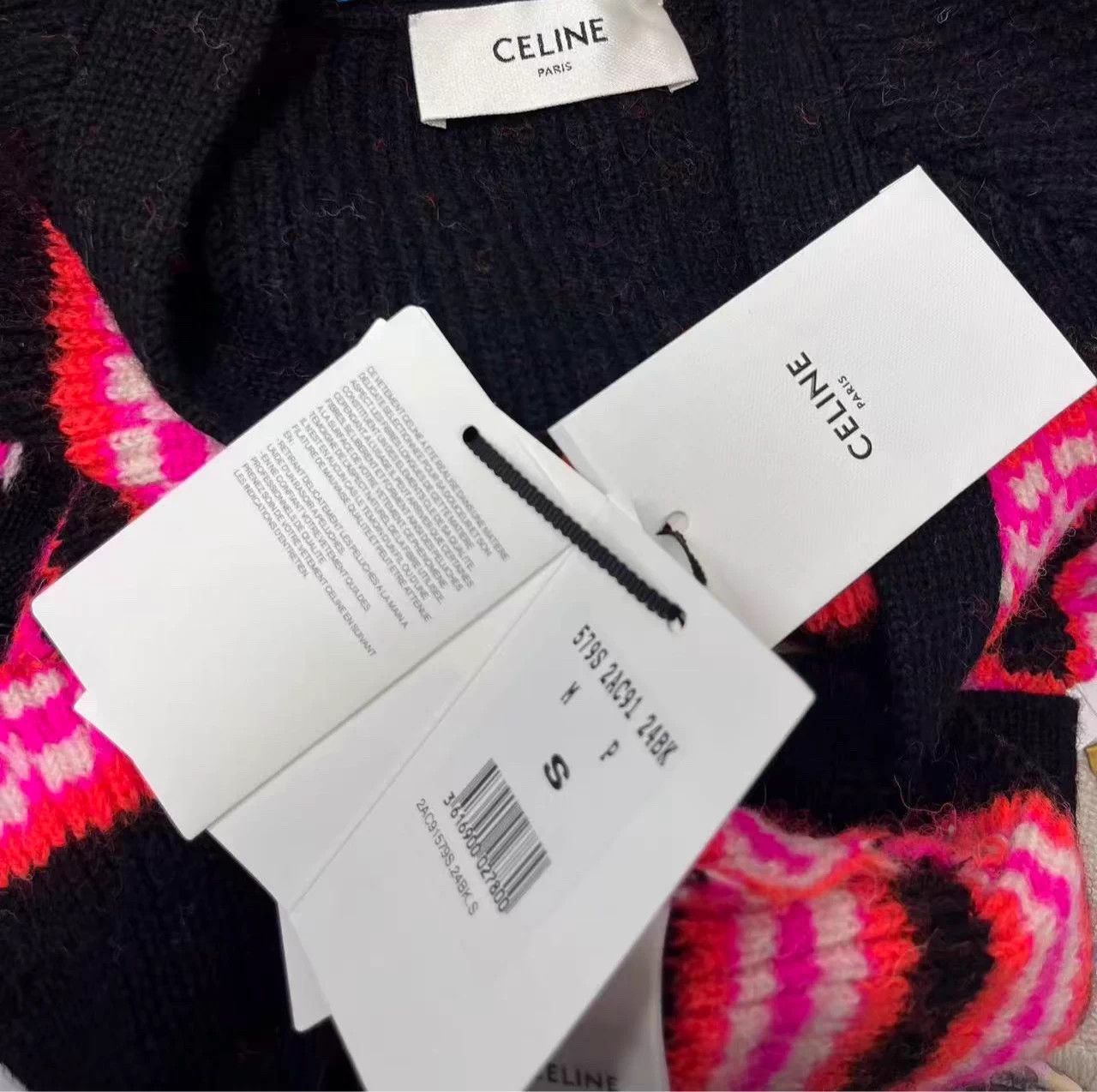 Celine CELINE striped colorblocked V-neck knit men's black S Size S / US 4 / IT 40 - 4 Thumbnail