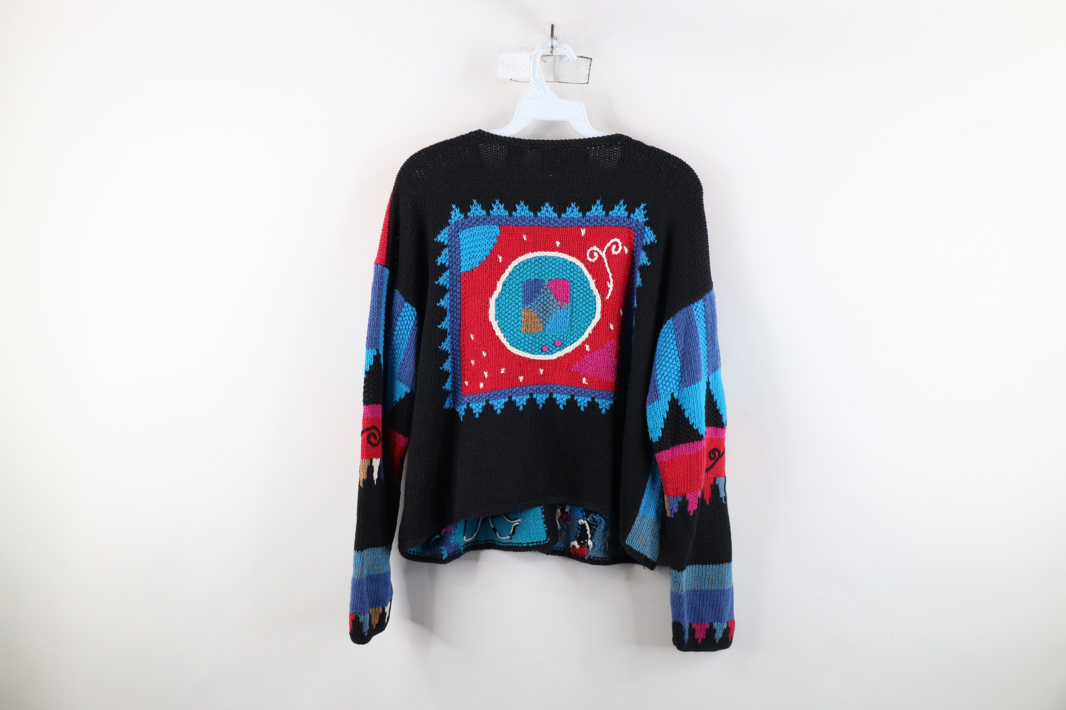 Vintage Vintage 90s Streetwear Animal Hand Knit Cardigan Sweater Size L / US 10 / IT 46 - 12 Thumbnail
