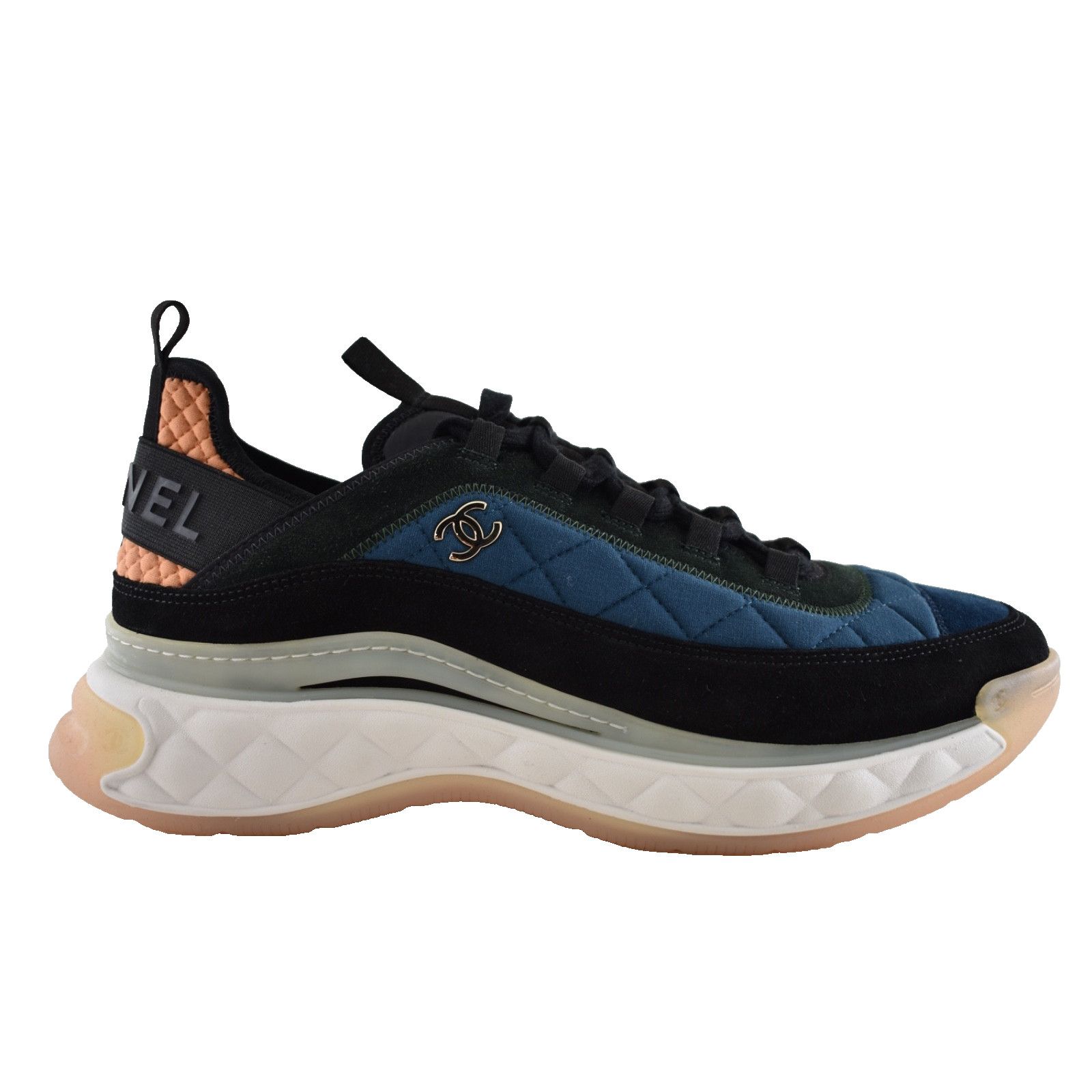Chanel Mens Blue Green White Black CC Logo Low Top Trainer Sneaker Size US 11 / EU 44 - 1 Thumbnail