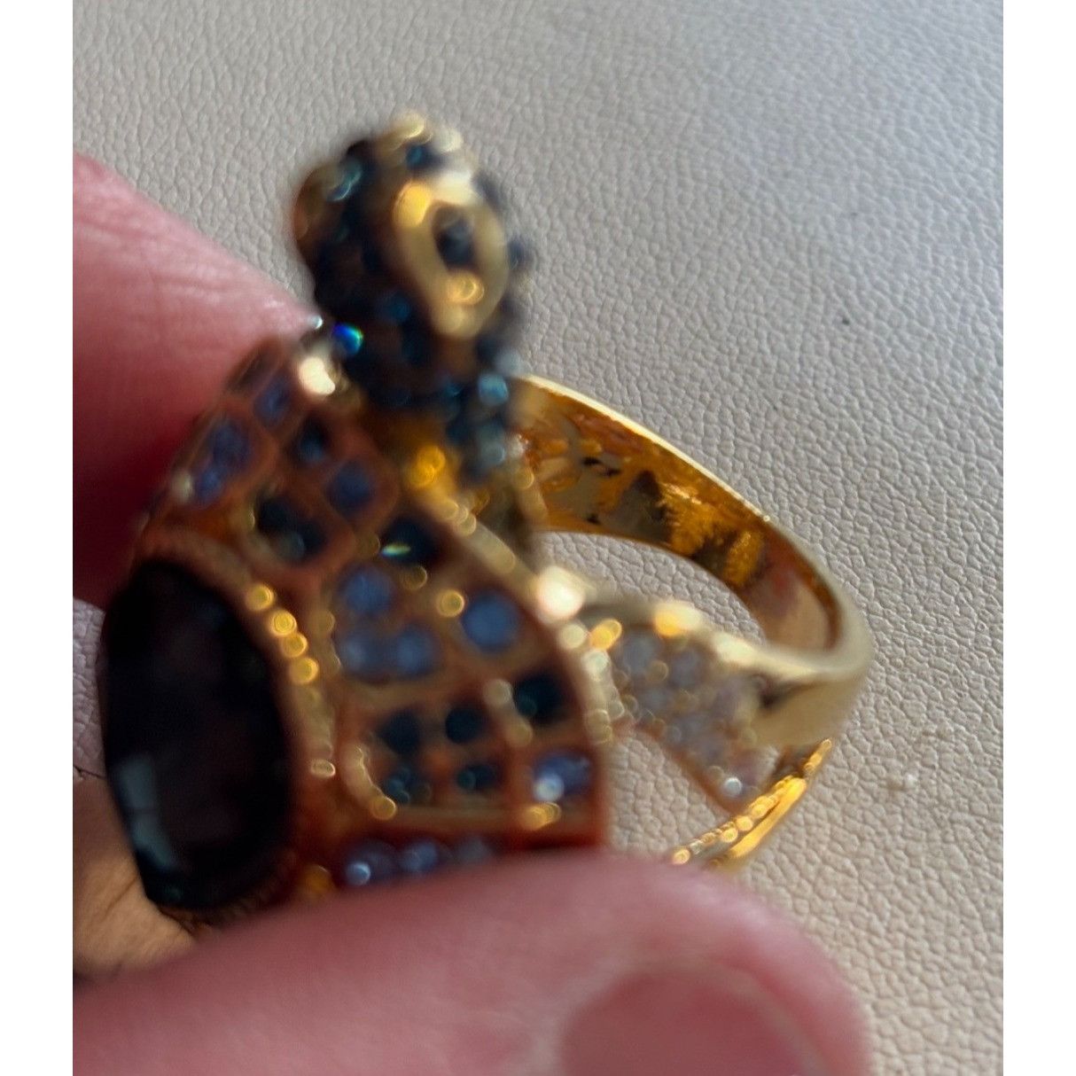 Other Gold Turtle Ring With Blue & Clear Crystals Adjustable Size Size ONE SIZE - 3 Thumbnail