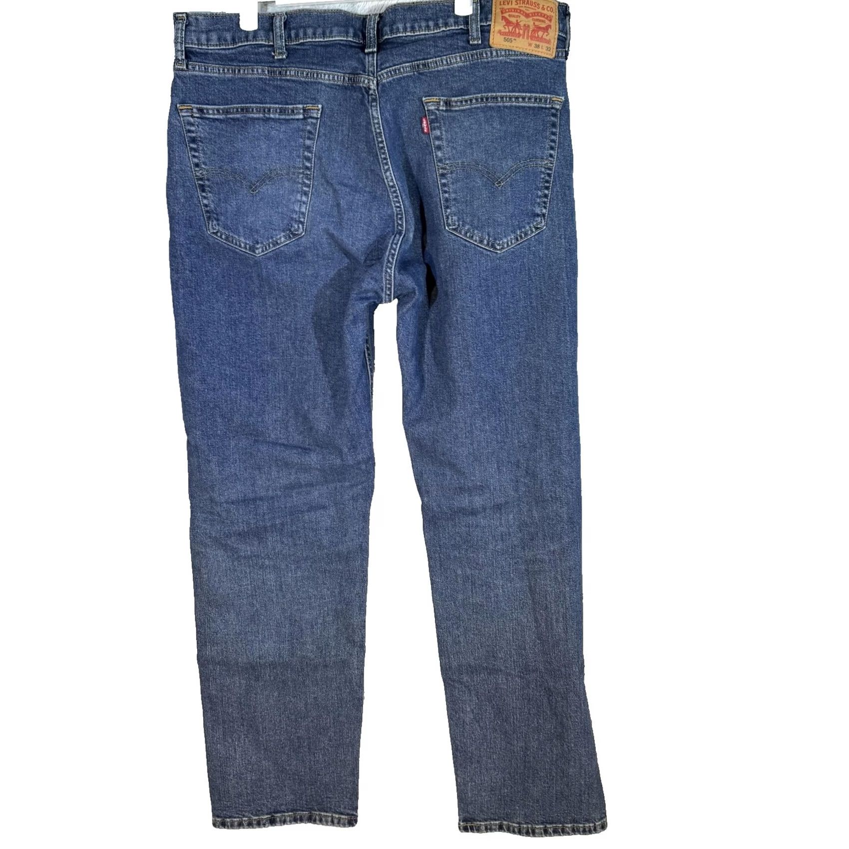 Levi's VINTAGE Levis 505 Jeans Mens 38x32 Blue Stretch Straight Leg Denim Medium Wash Pants Size US 38 / EU 54 - 2 Thumbnail