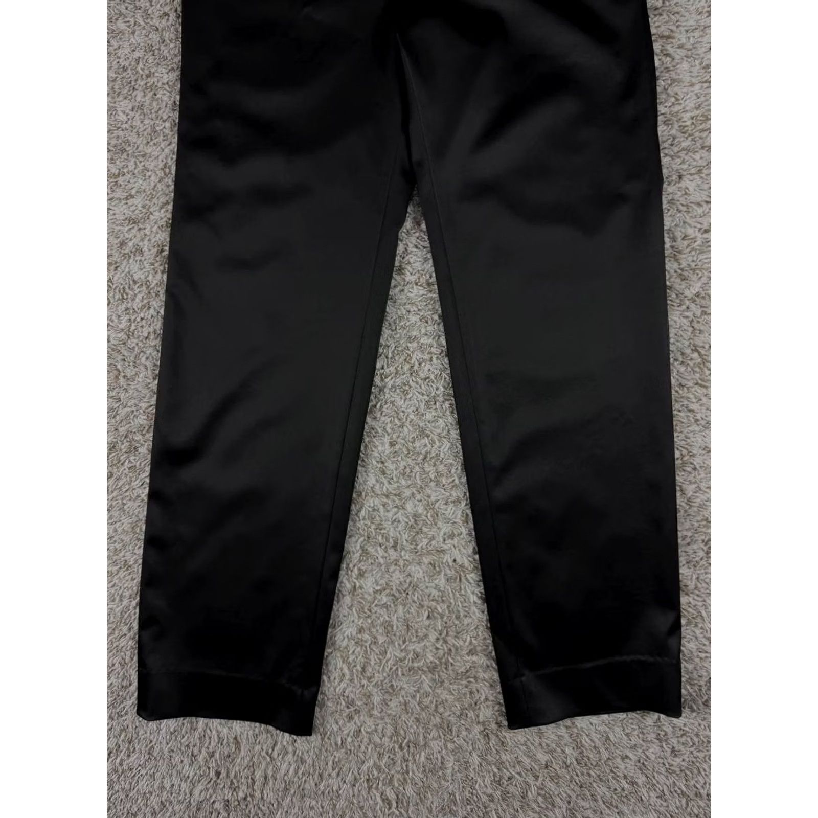 Vintage St John Evening Black Satin Dress Pants Straight Leg Trousers Size 6 (Women) Size 28" / US 6 / IT 42 - 3 Thumbnail