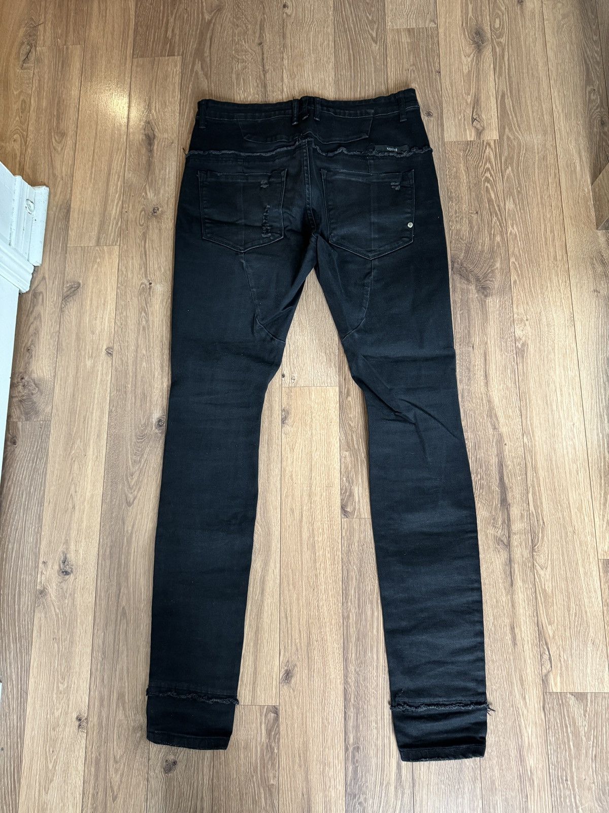 Kollar Clothing Black Distressed Double Stacked Cuff Kollar Clothing Denim Size US 32 / EU 48 - 4 Thumbnail