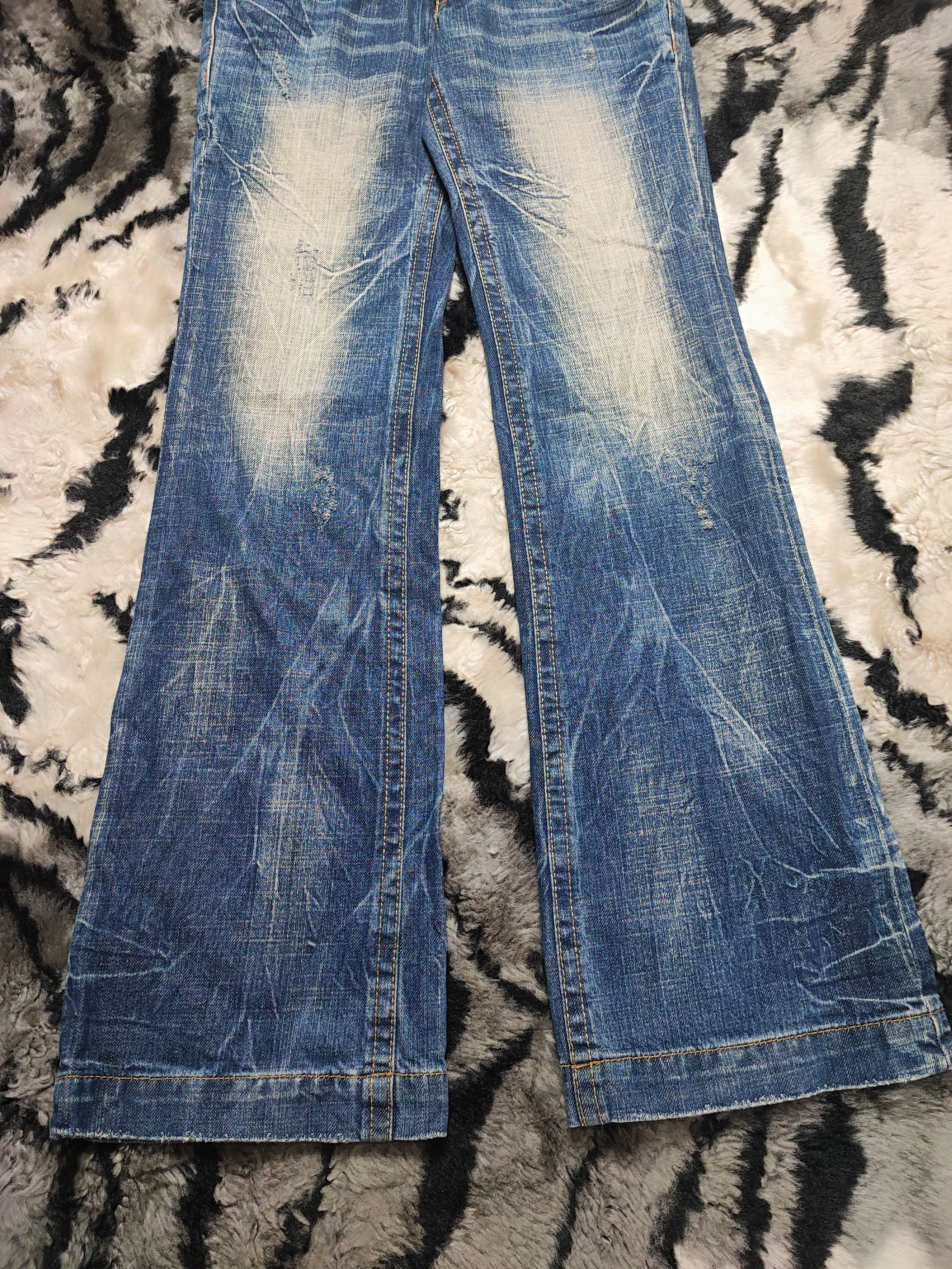 Kapital Yoshitomo Nara Lolita Flared Whisker Low Rise Jeans Size 26" / US 2 / IT 38 - 4 Thumbnail