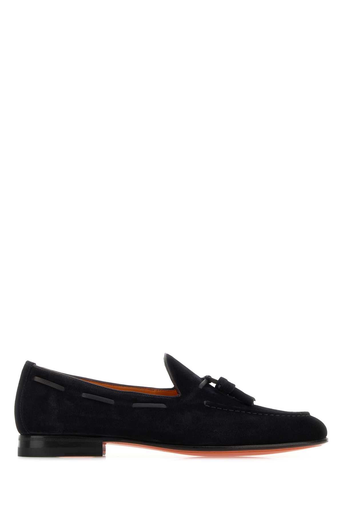 Santoni Midnight Blue Suede Loafers Size US 8.5 / EU 41-42 - 1 Thumbnail