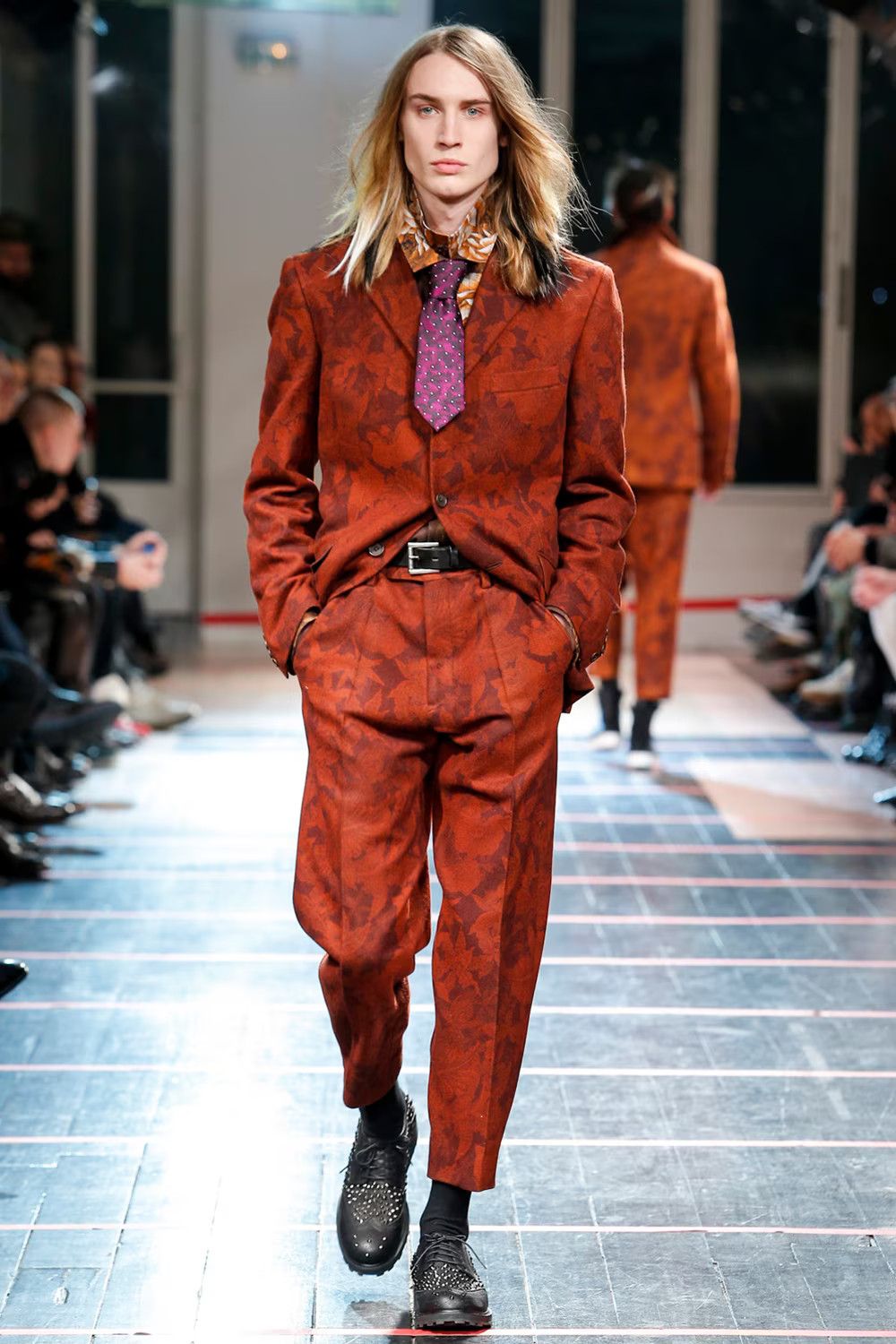 image of Yohji Yamamoto Aw14 Leaf Pattern Trousers in Rust, Men's (Size 32)