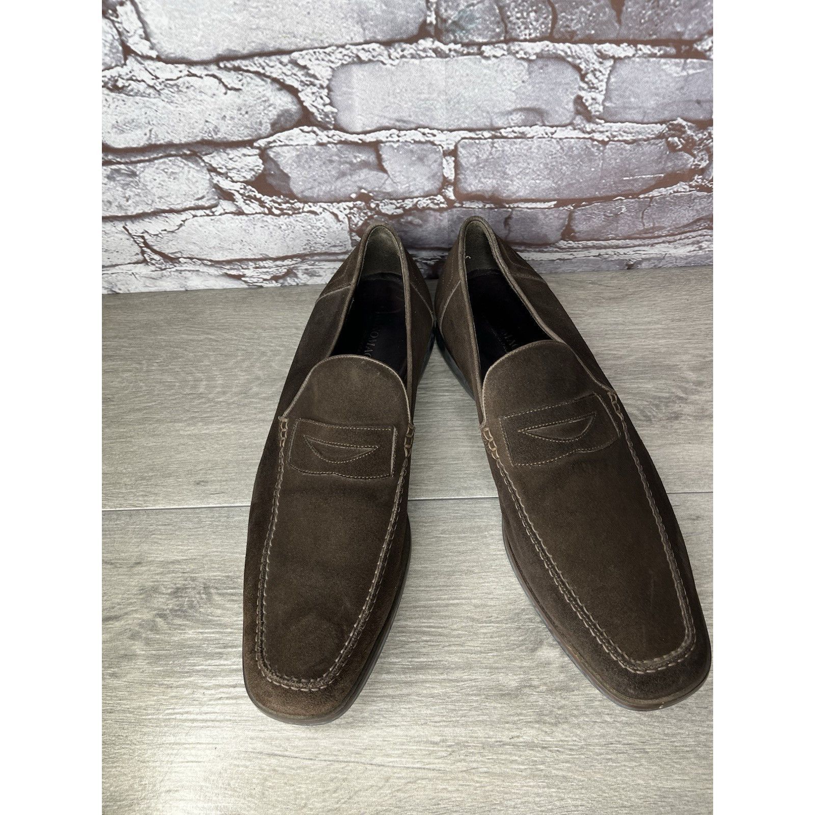 Bruno Magli Bruno Magli Brown Suede Leather Loafers Slip On Dress Shoes Size US 11.5 / EU 44-45 - 21 Thumbnail