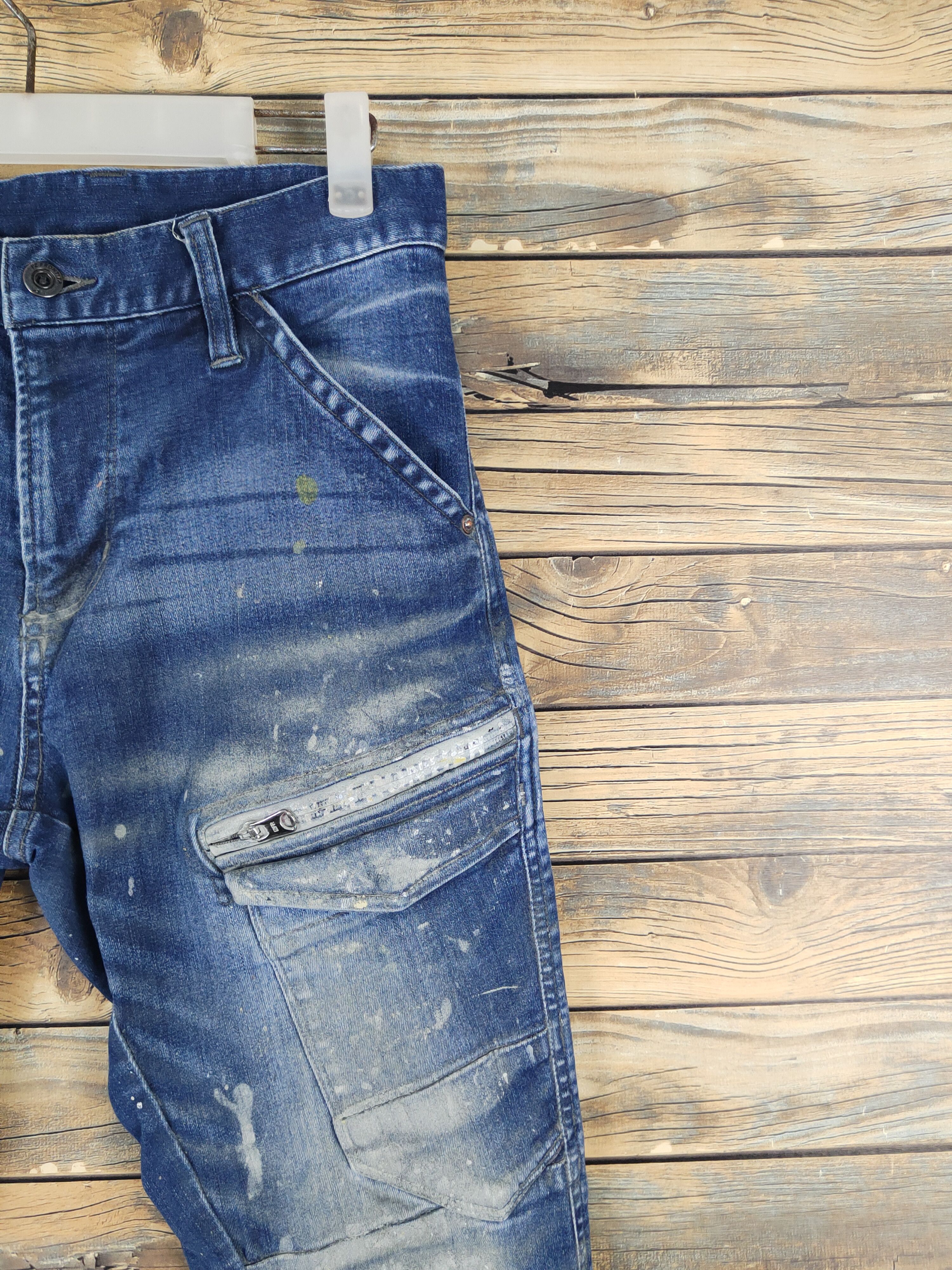 Japanese Brand I'z Frontier utility Distressed Ripped denim Jeans #W1981 Size US 30 / EU 46 - 7 Thumbnail