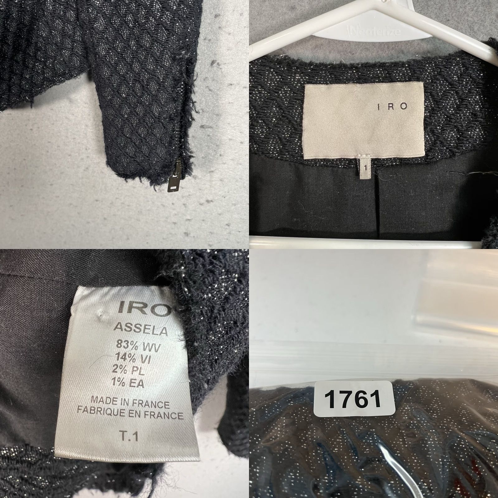 Iro IRO Jacket Womens US 1 Black Full Zip Fringe Tweed Wool Moto Blazer Size XS / US 0-2 / IT 36-38 - 8 Thumbnail