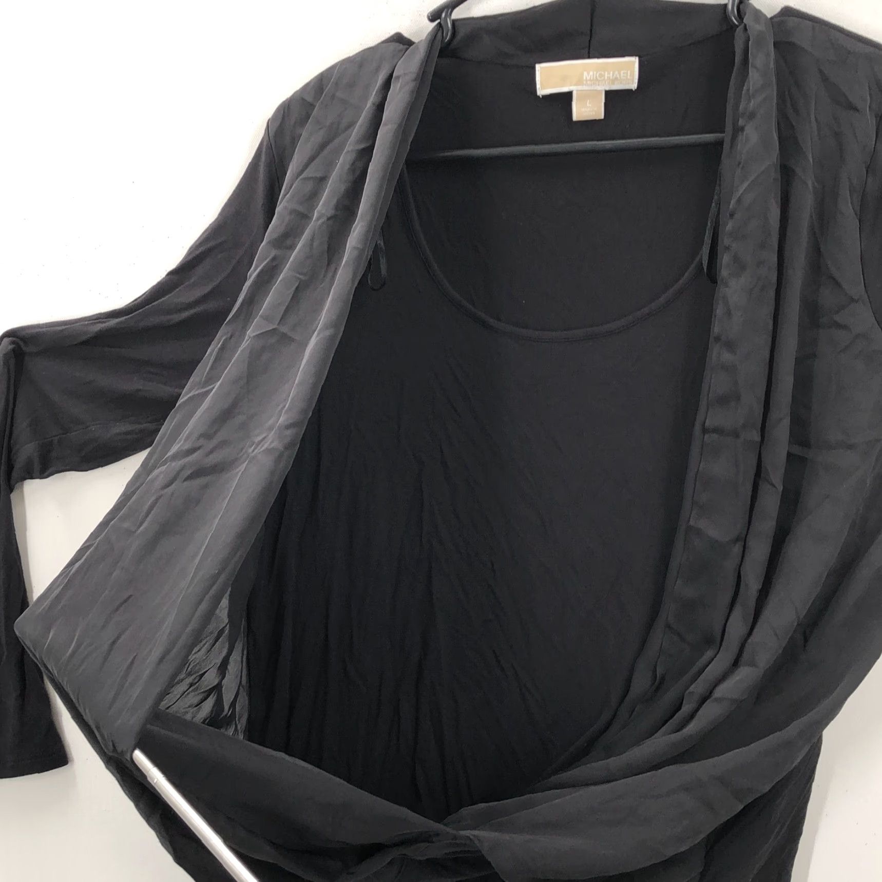 Michael Kors Michael Kors Womens T-Shirt Black Wrap V-Neck Pullover Knit Long Sleeve Size L Size L / US 10 / IT 46 - 3 Thumbnail