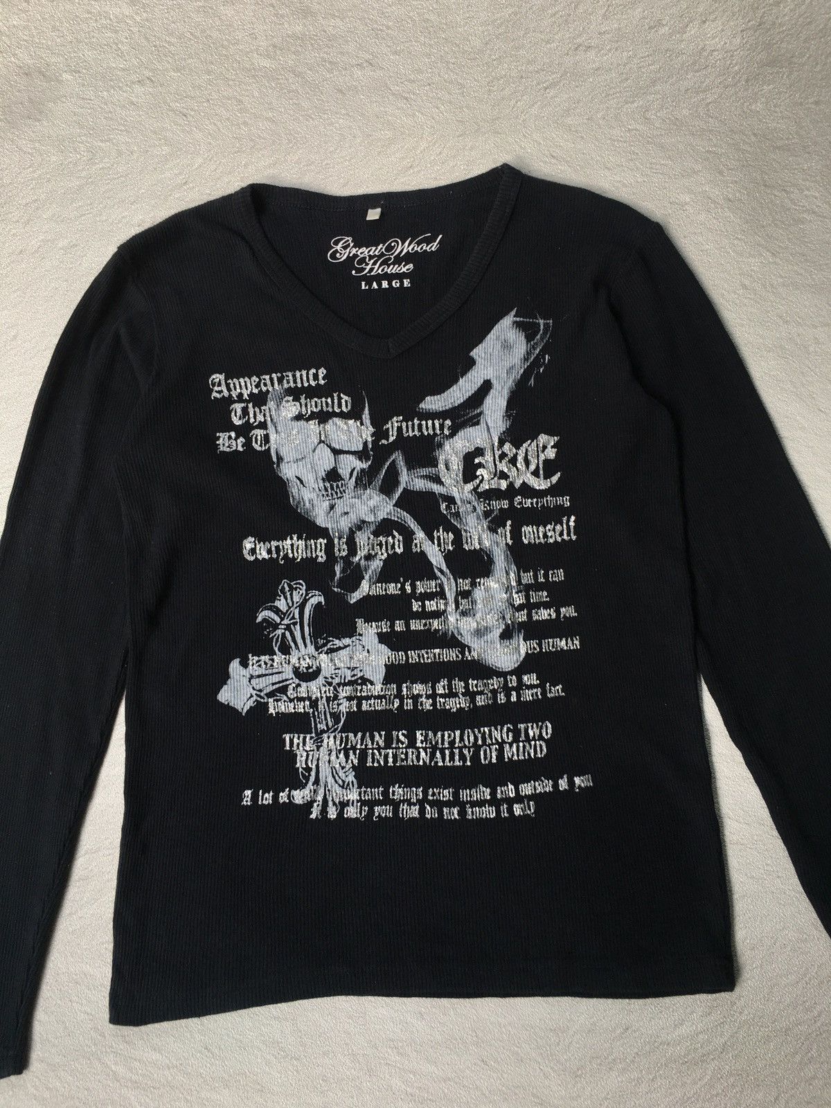 14th Addiction Y2k Great Wood House Skull Cross Longsleeve Size US L / EU 52-54 / 3 - 2 Thumbnail