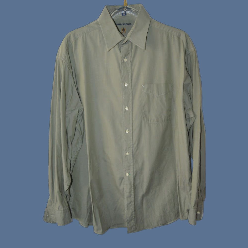 Tommy Hilfiger Tommy Hilfiger Dress Shirt Green Cotton 18 Button Up 36/37 Soft Regular Men’s Shirt Size 48R - 1 Thumbnail
