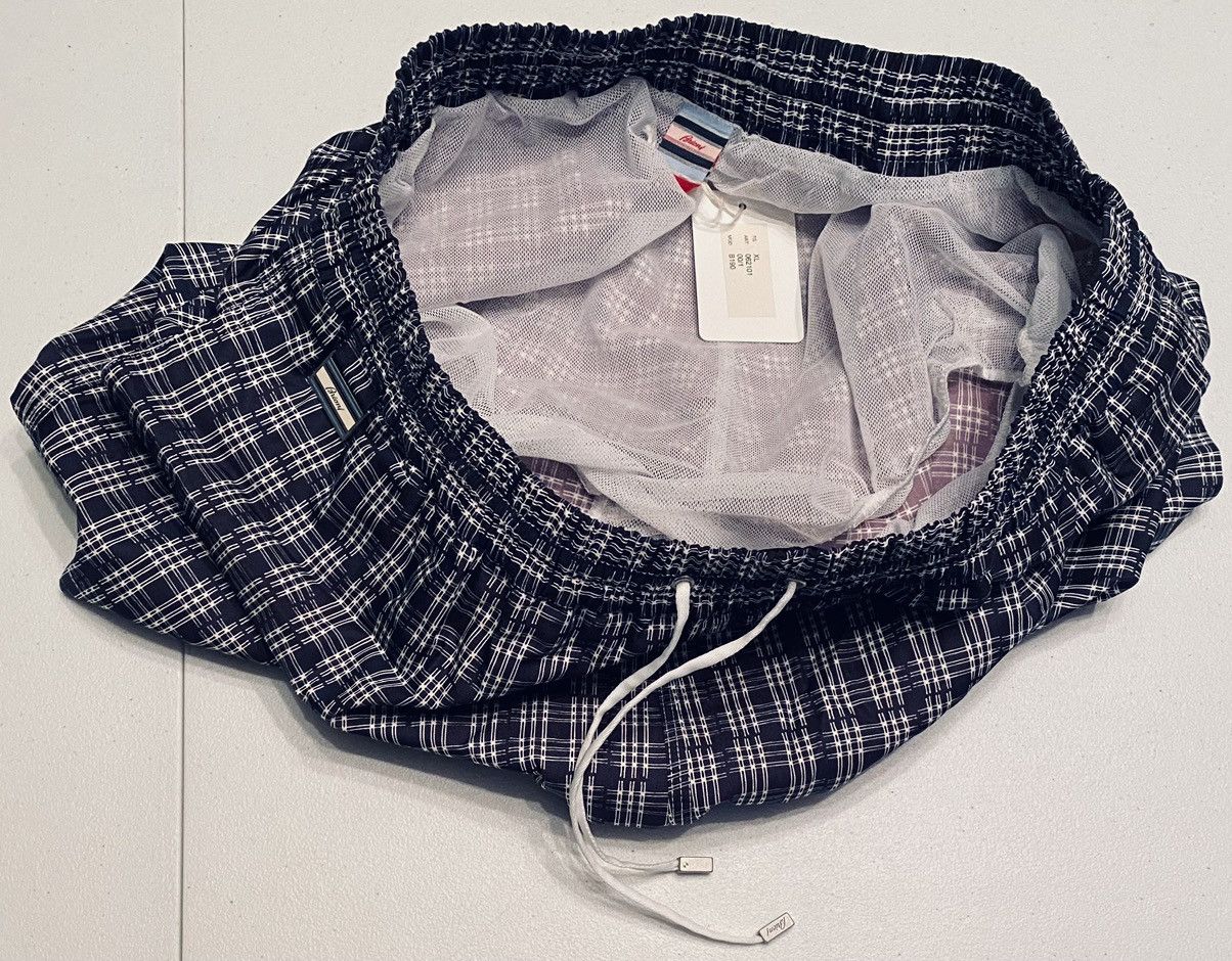 Brioni Brioni 🇮🇹 Dk Blue Check Logo Ornament Resort Swim Trunk L NWT Size US 38 / EU 54 - 13 Thumbnail