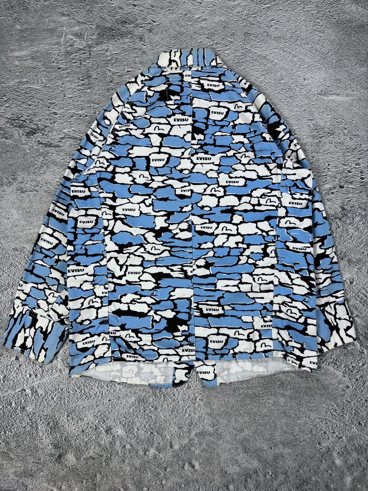 Evisu Evisu Japan vintage denim jacket blue white sky camo Size US XL / EU 56 / 4 - 9 Thumbnail