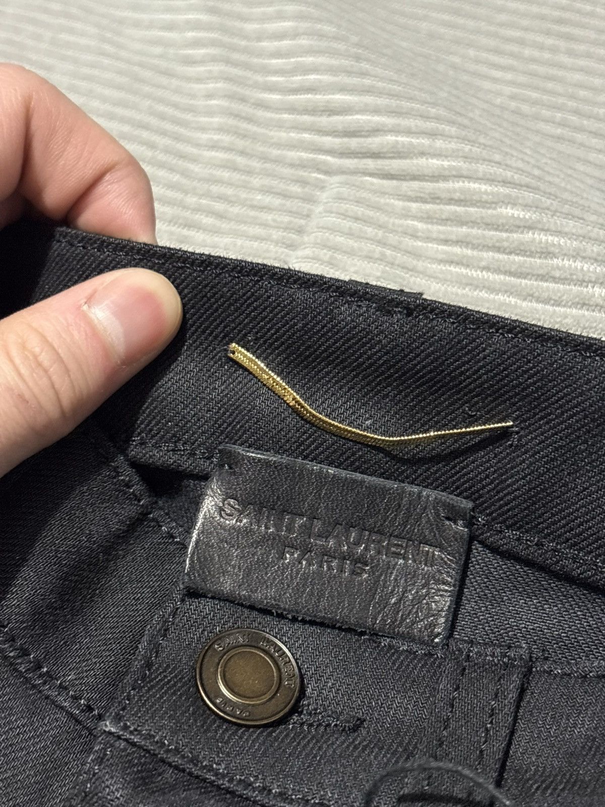 Saint Laurent Paris 25x31 Saint Laurent D05 Waxed Stacked whiskered jeans denim Size US 26 / EU 42 - 9 Thumbnail