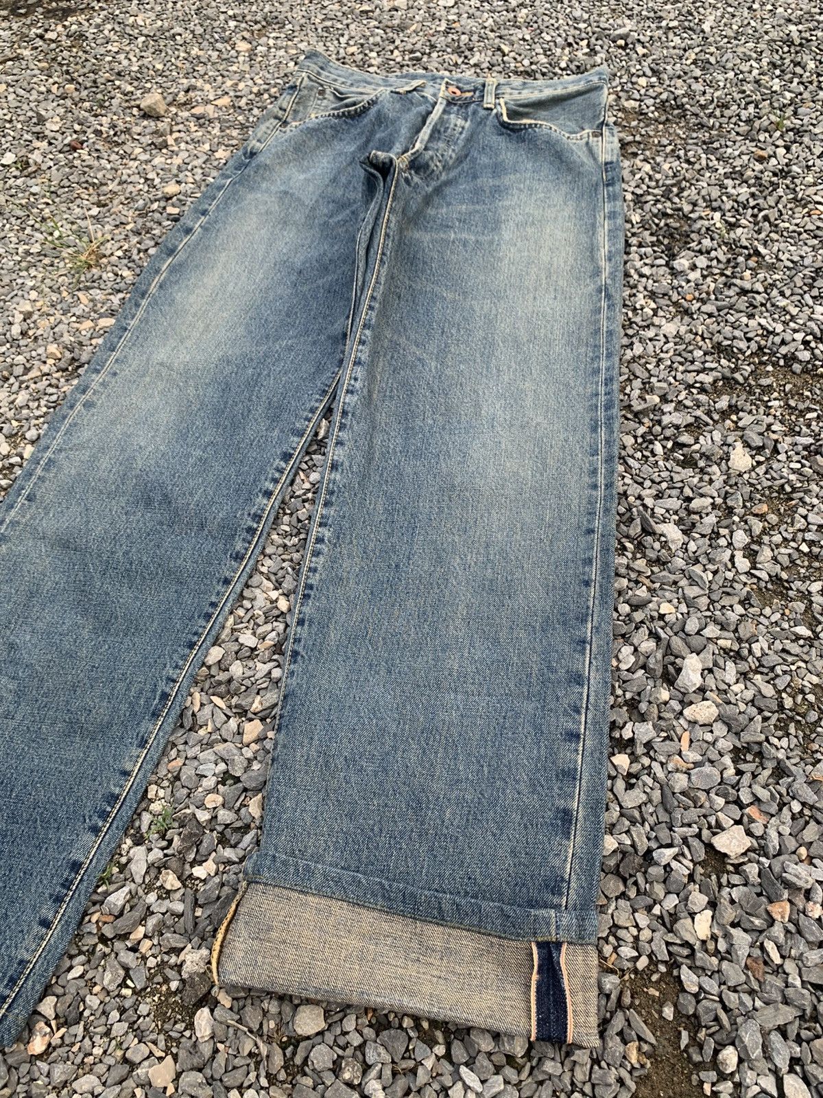 Kapital VINTAGE EDWIN 505X SELVEDGE BAGGY RUSTY DISTRESSED DENIM Size US 31 - 5 Thumbnail