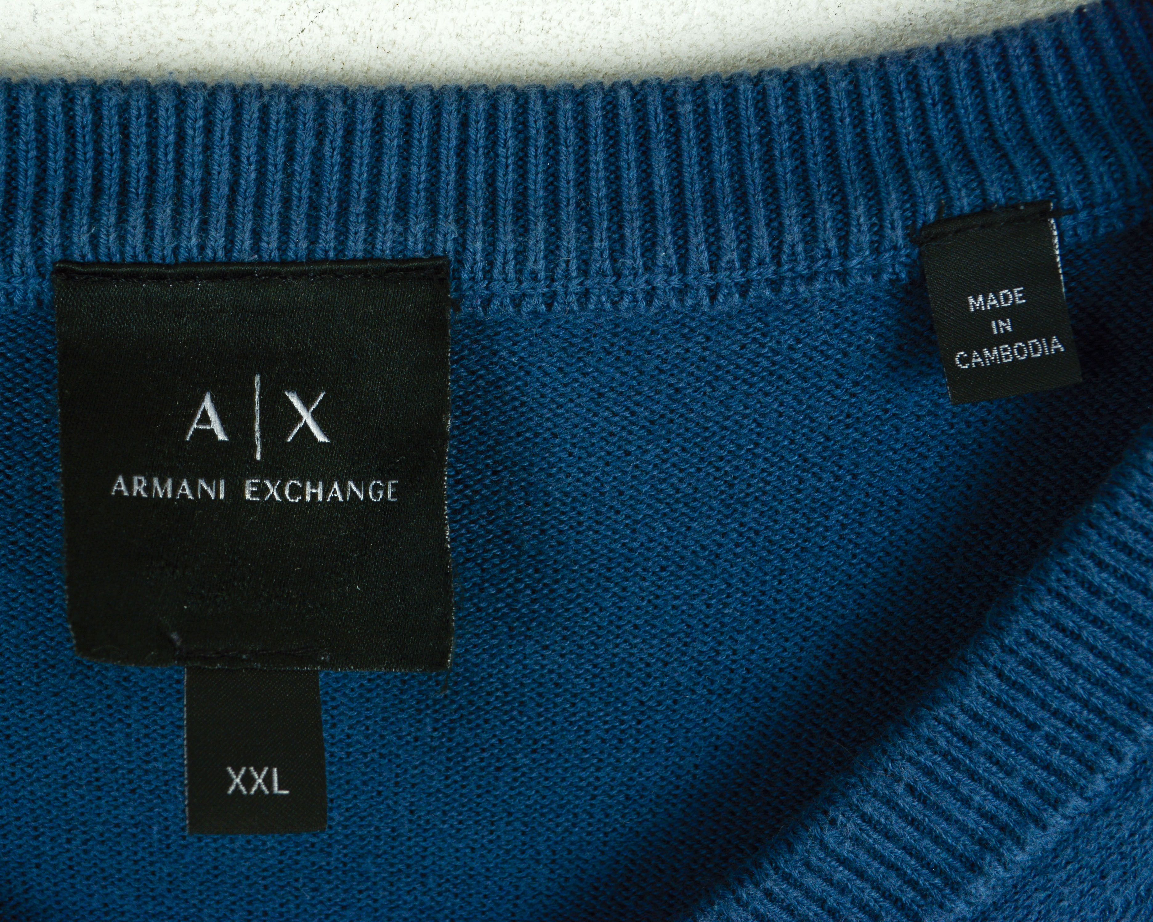 Armani Exchange Sweater 2XL Cotton Pullover V-Neck Jumper Long Sleeve Top Size US XXL / EU 58 / 5 - 3 Thumbnail