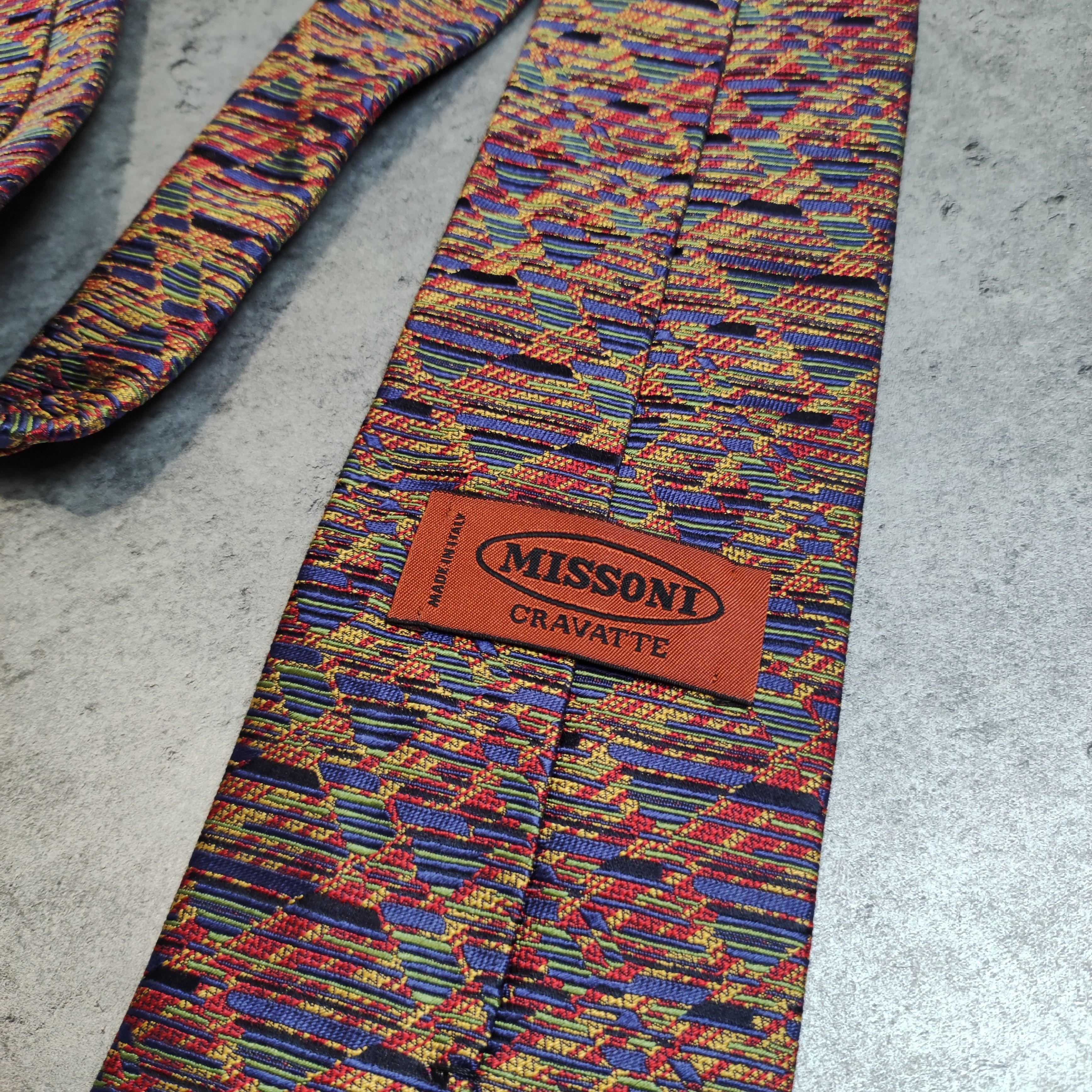 Missoni × Vintage RARE 90s Missoni Cravatte Abstract Vintage Silk Tie Size ONE SIZE - 3 Thumbnail
