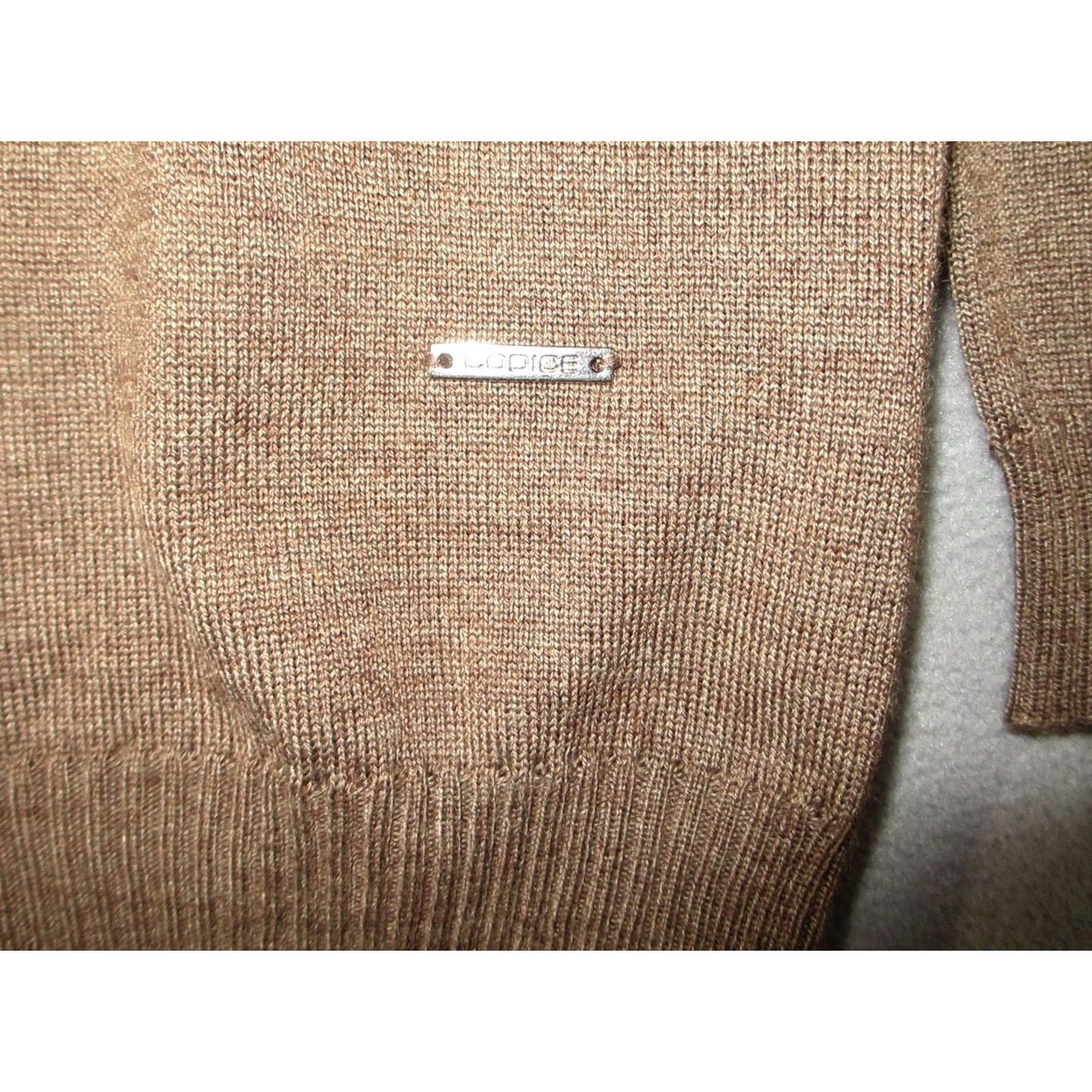 Vintage Codice Sweater Mens Long Sleeve Brown Knit Merino Wool V-Neck Pullover Regular 52 L Winter Casual Workwear Size US L / EU 52-54 / 3 - 4 Thumbnail