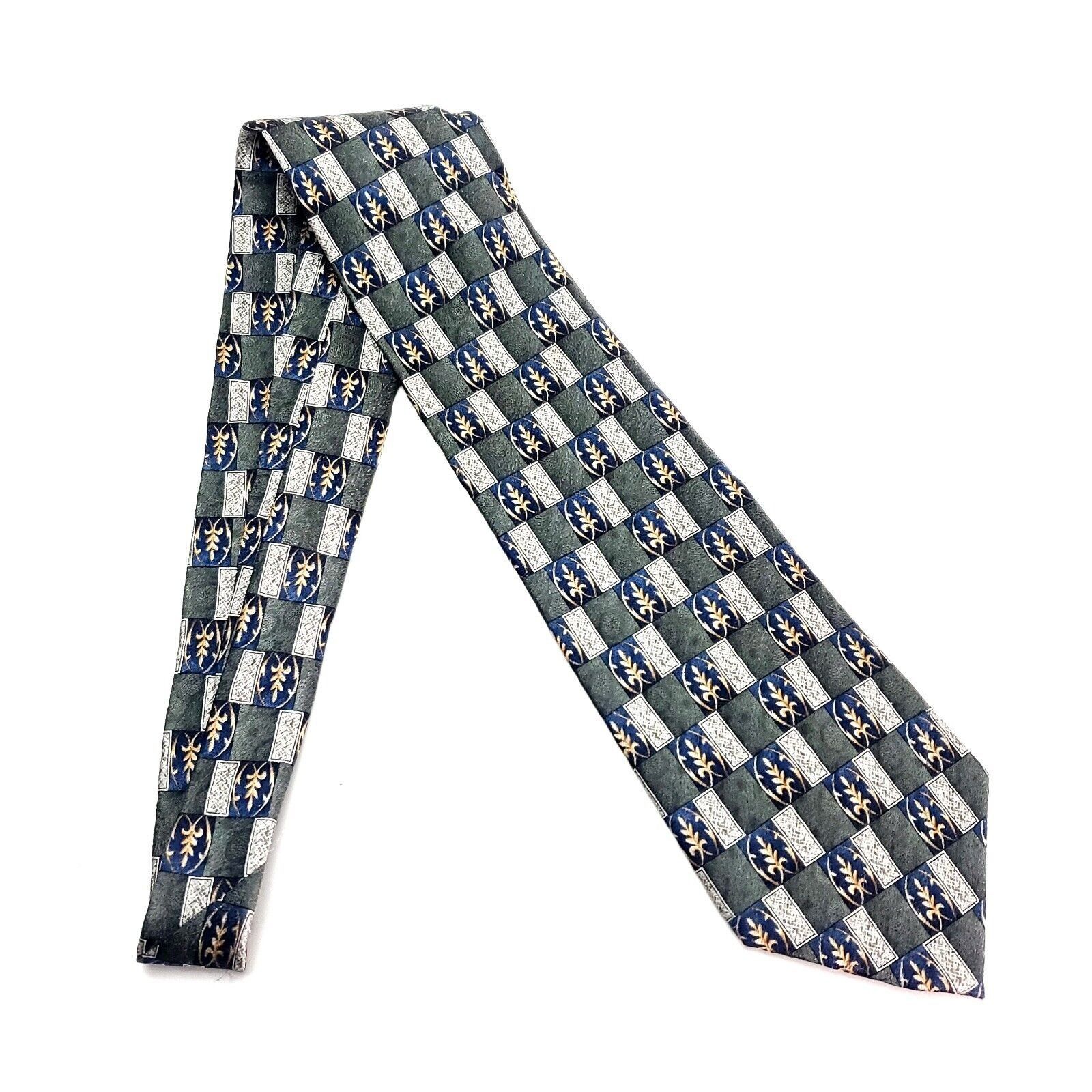 Pierre Cardin Pierre Cardin Silk Tie Print Green Floral Geometric Wide Size ONE SIZE - 6 Thumbnail