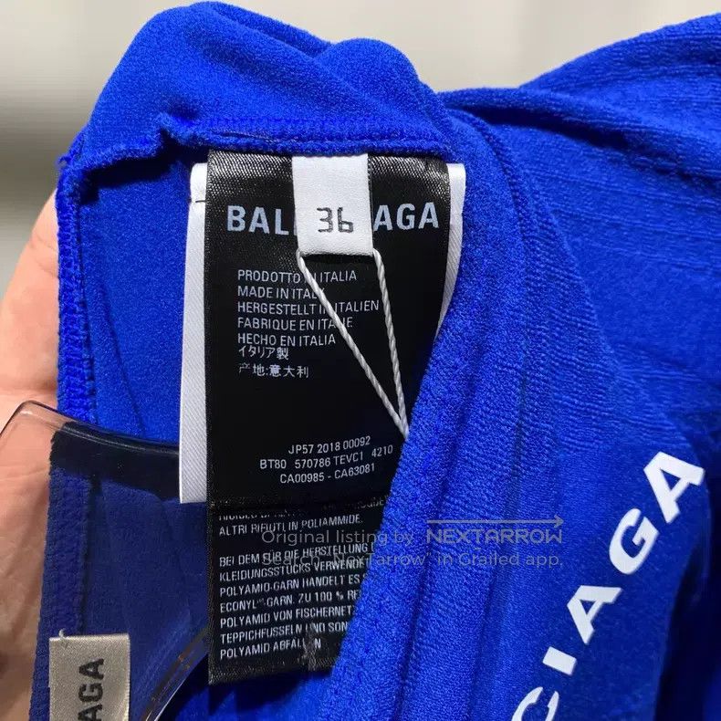 Balenciaga Balenciaga Blue Chest Logo Tight Short Sleeve Size XS / US 0-2 / IT 36-38 - 8 Thumbnail