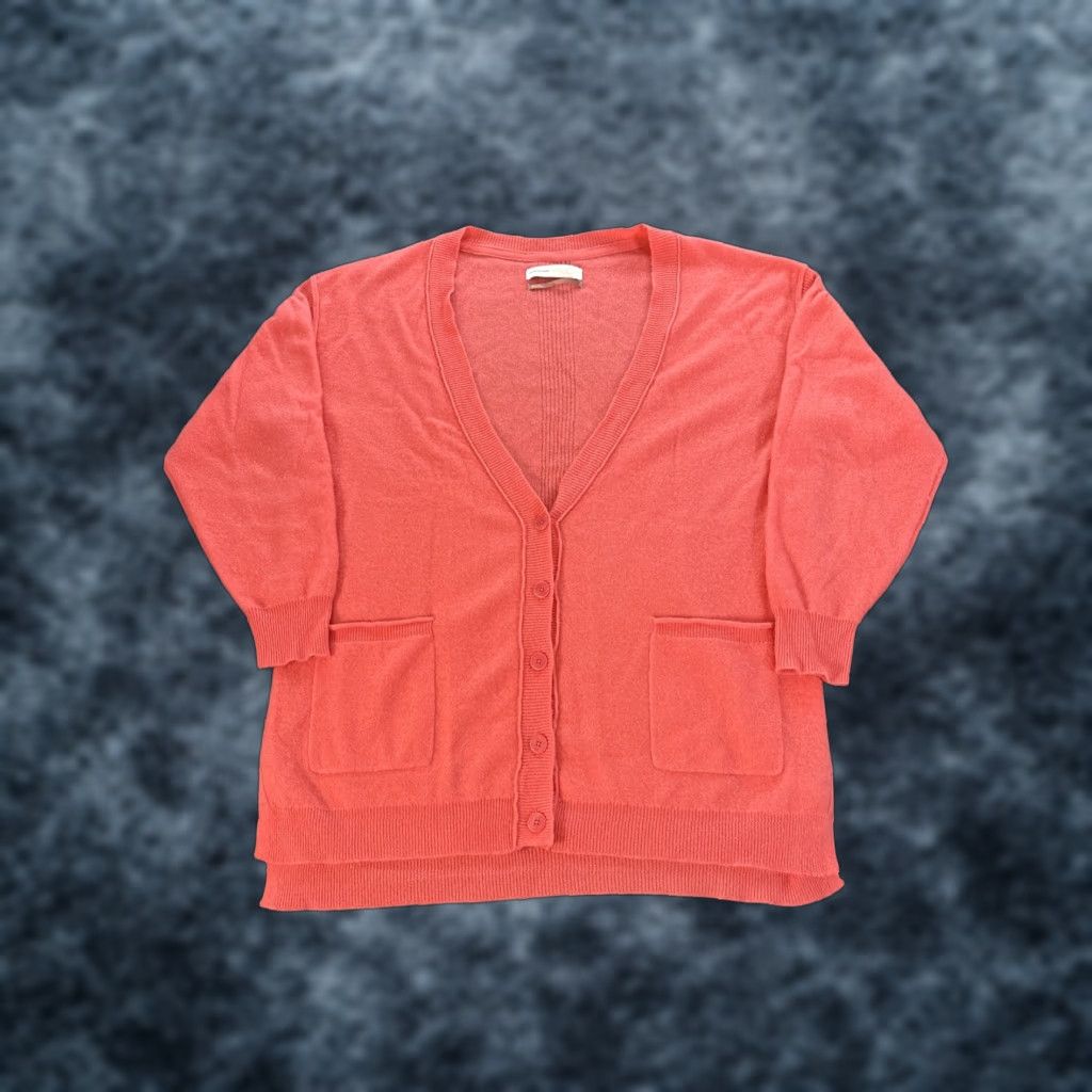 Anthropologie Anthropologie Cardigan Sweater 100% Cashmere Kelly Pink L Regular Women Long Sleeve Coral Solid Vintage No Size L / US 10 / IT 46 - 1 Thumbnail
