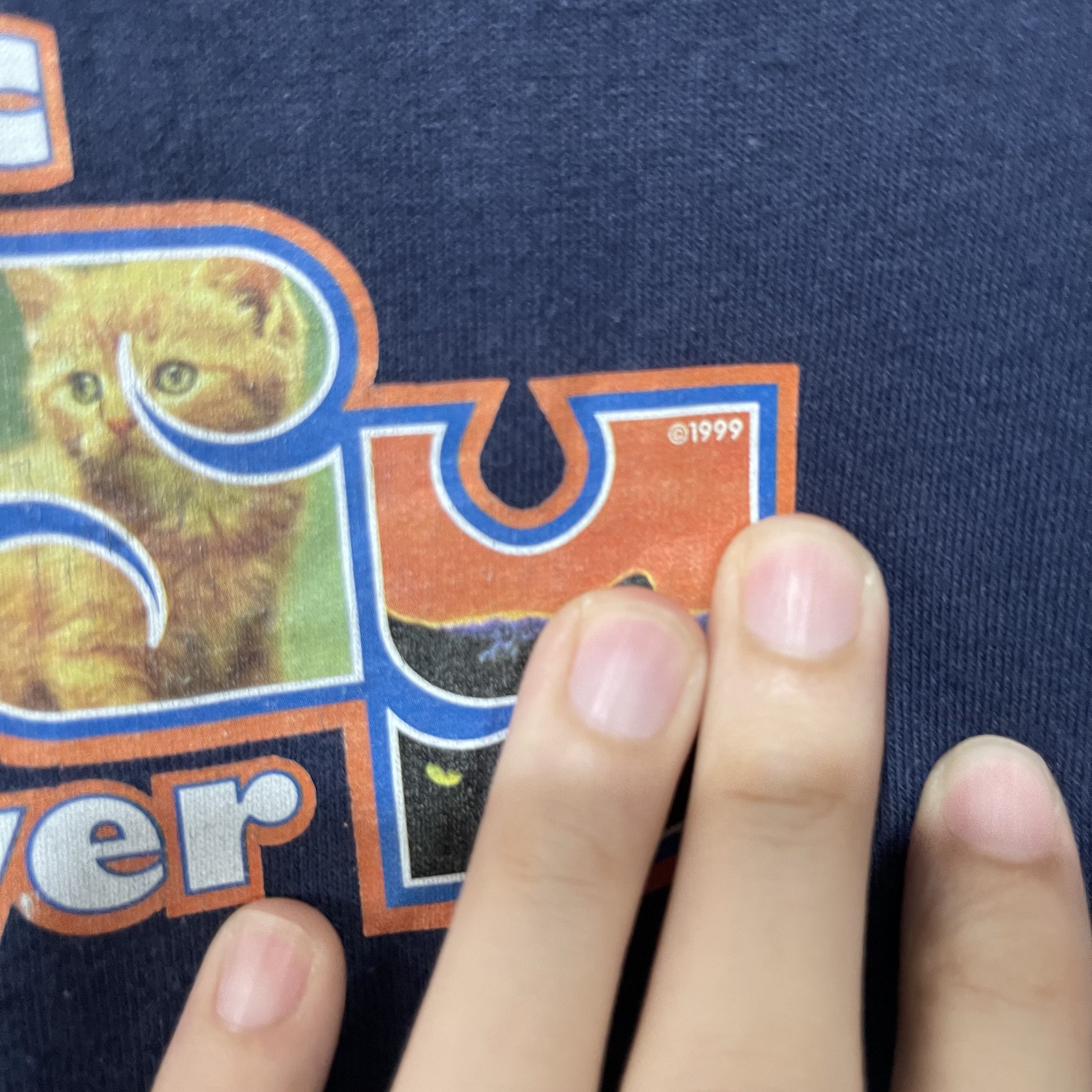Vintage Vintage 90s Cosmic Puppy Power Cat T-Shirt Size US M / EU 48-50 / 2 - 3 Thumbnail