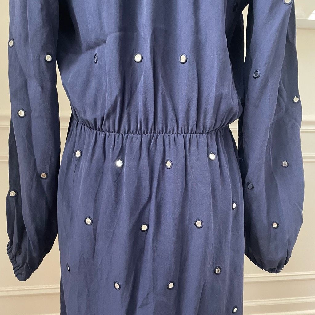 Lilly Pulitzer Lilly Pulitzer Turner Mirror Silk Navy Blue Shirt Dress $278 Size XS / US 0-2 / IT 36-38 - 5 Thumbnail